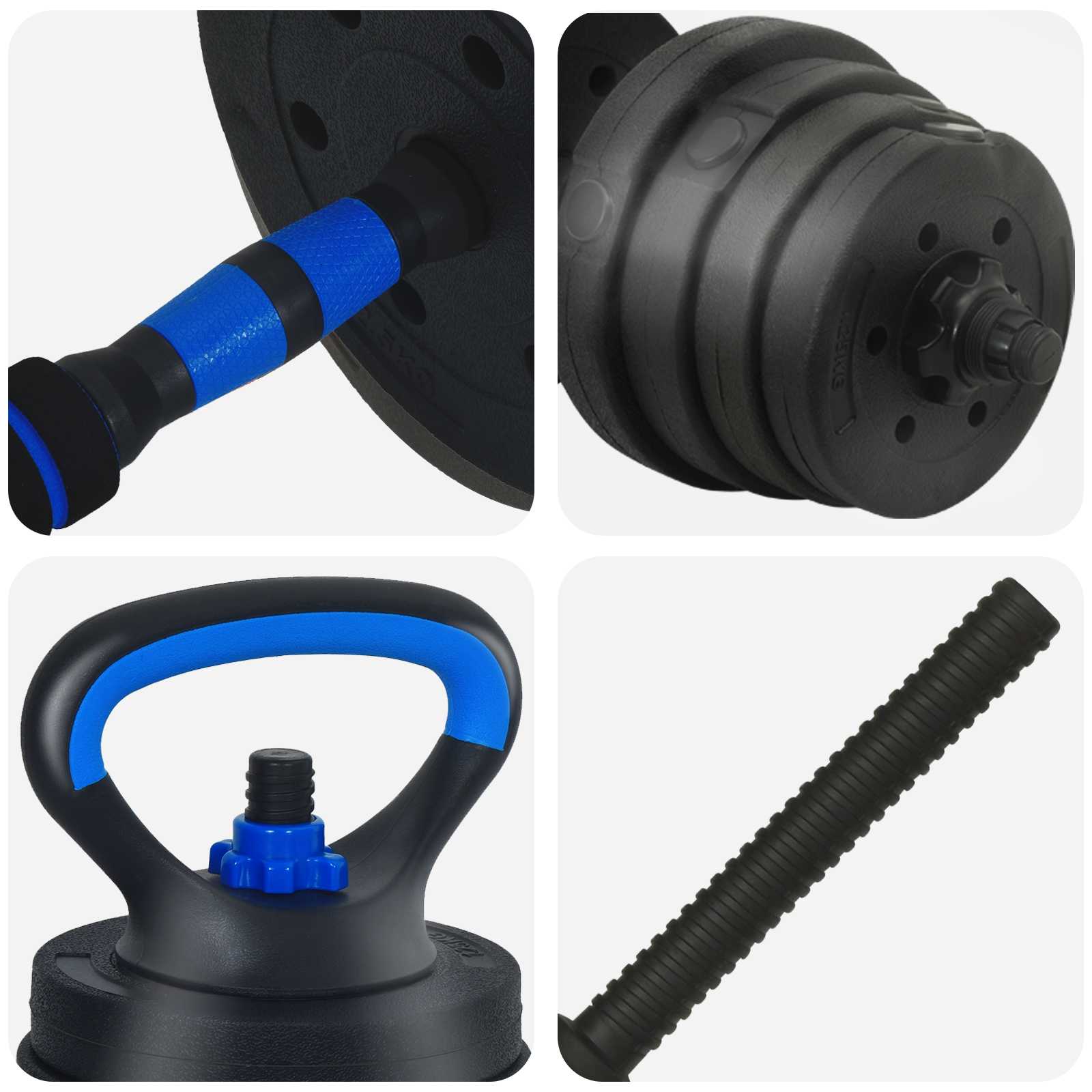 Set di manubri 4-in-1 30 kg Nero e Blu