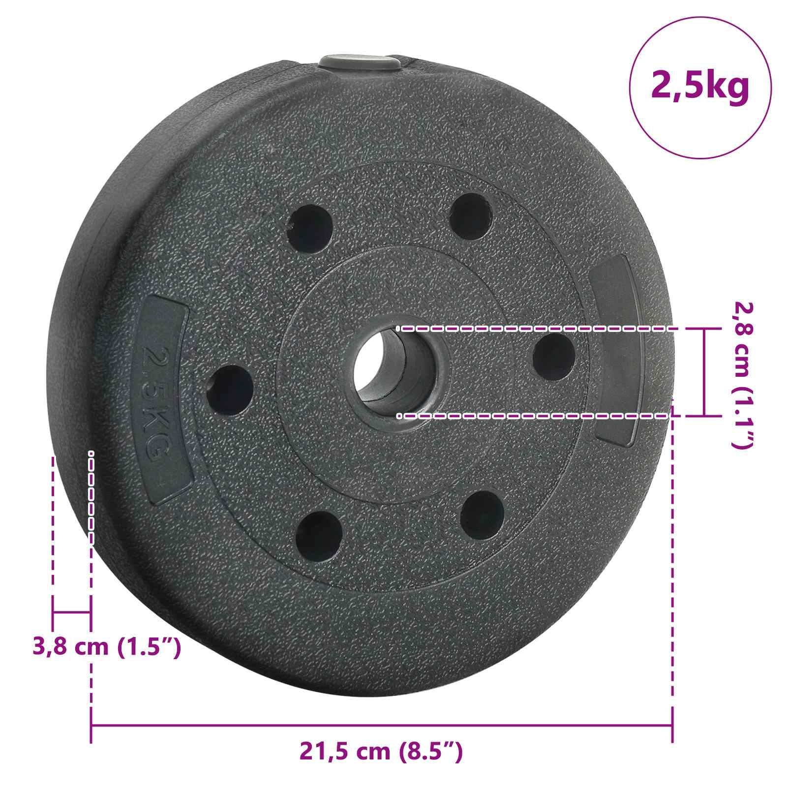 Piastre di Peso 4 pz 10 kg Nero Cemento e sabbia di ferro