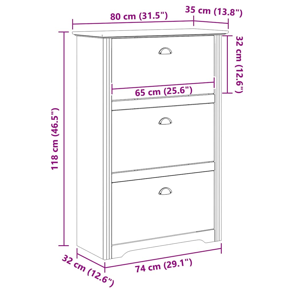 Scarpiera BODO 80 x 35 x 118 cm Legno ingegnerizzato