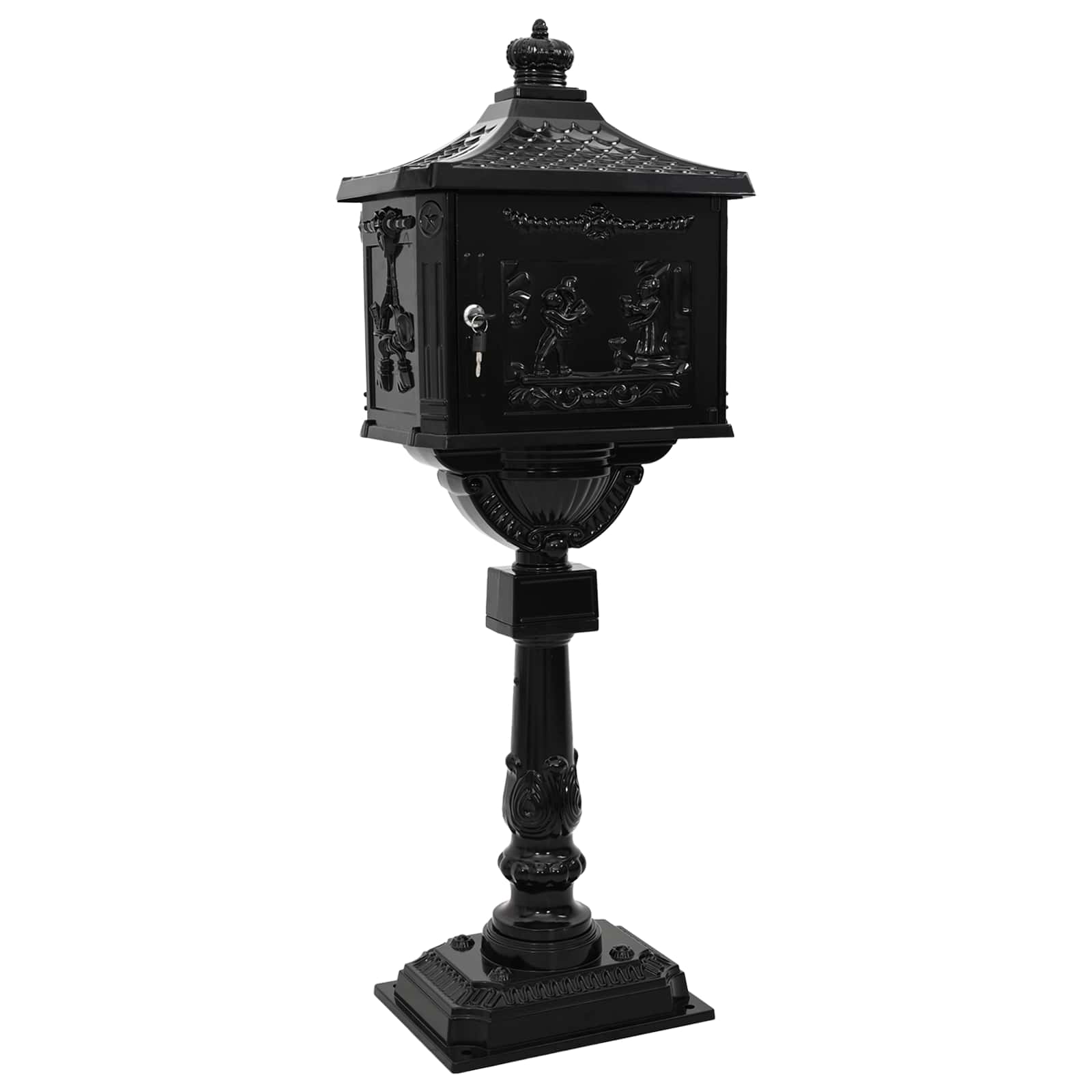 Cassetta Postale Verticale con porta Nero 42,5 x 29,5 x 117 cm
