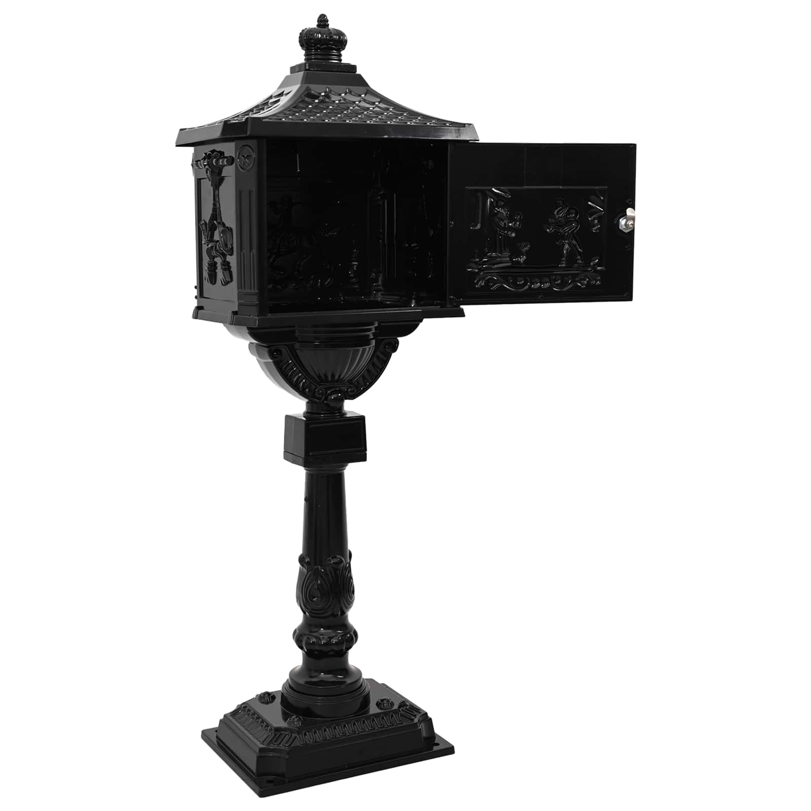 Cassetta Postale Verticale con porta Nero 42,5 x 29,5 x 117 cm