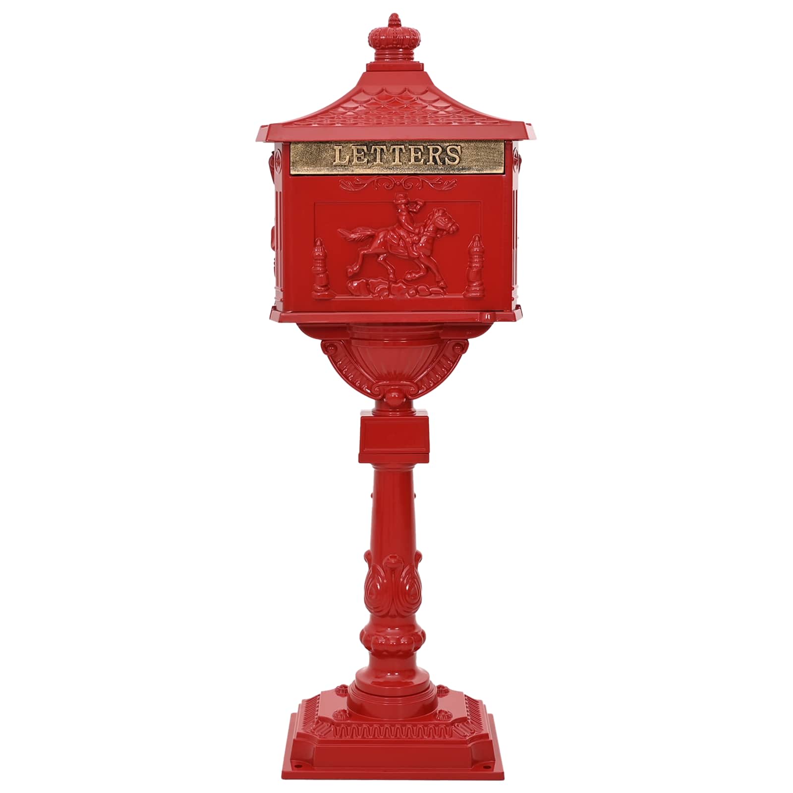 Cassetta Postale Verticale con porta Rosso 42,5 x 29,5 x 117 cm