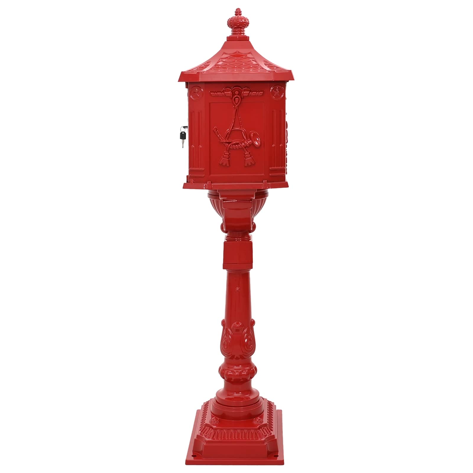Cassetta Postale Verticale con porta Rosso 42,5 x 29,5 x 117 cm