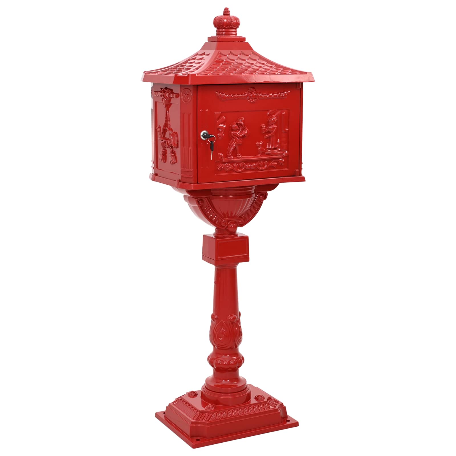 Cassetta Postale Verticale con porta Rosso 42,5 x 29,5 x 117 cm