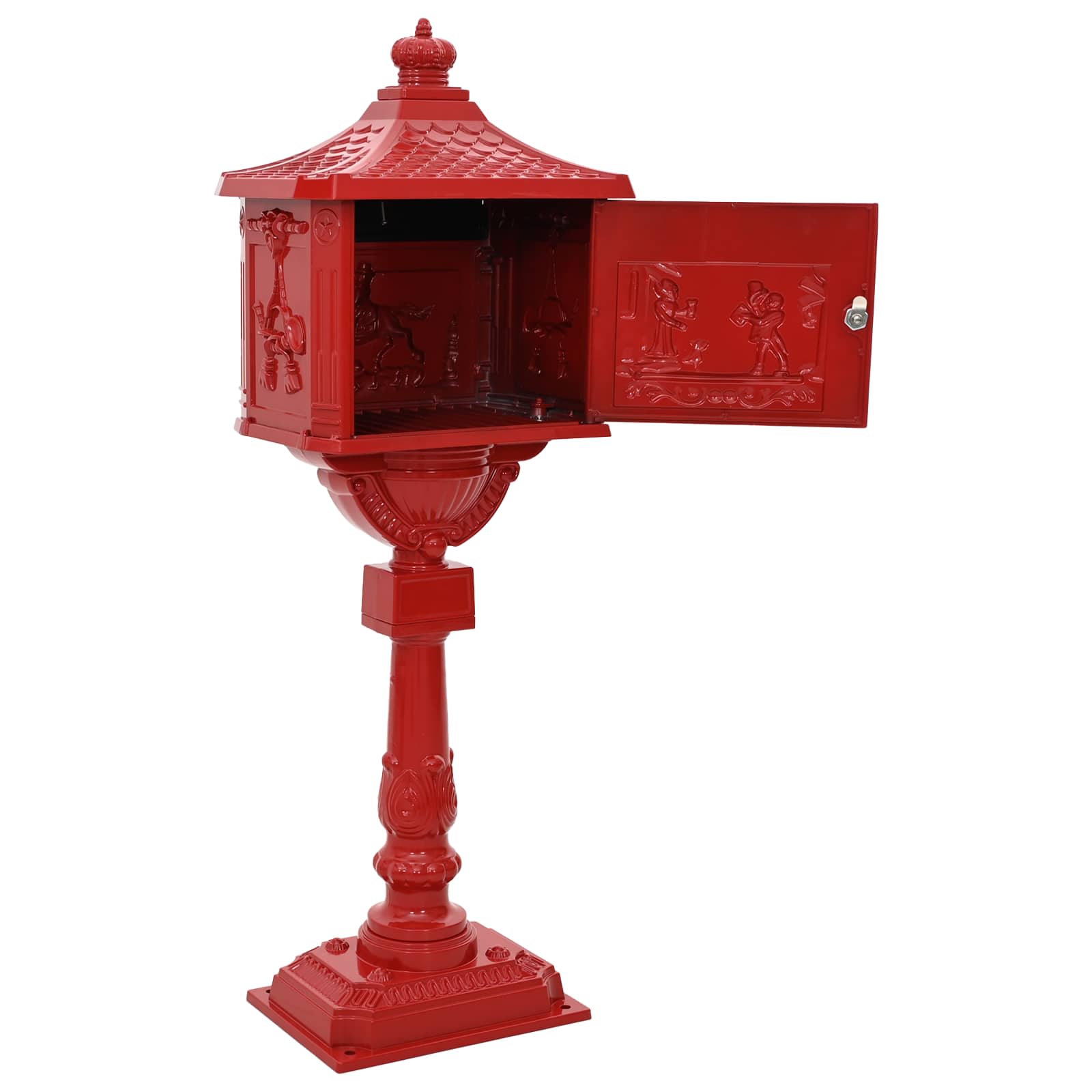 Cassetta Postale Verticale con porta Rosso 42,5 x 29,5 x 117 cm