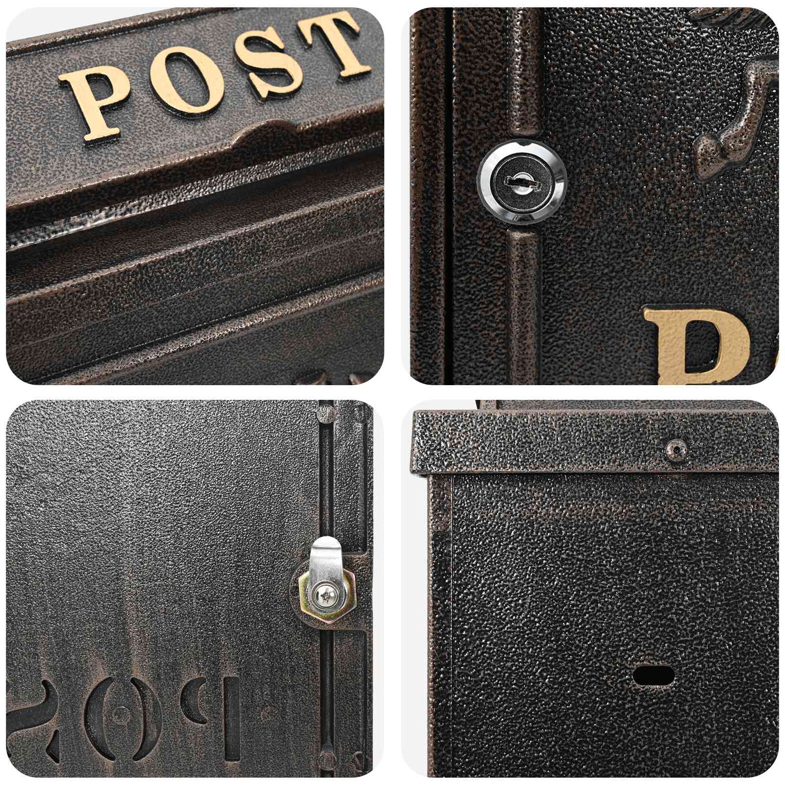 Cassetta Postale da Muro con porta Bronzo 29 x 13 x 41 cm