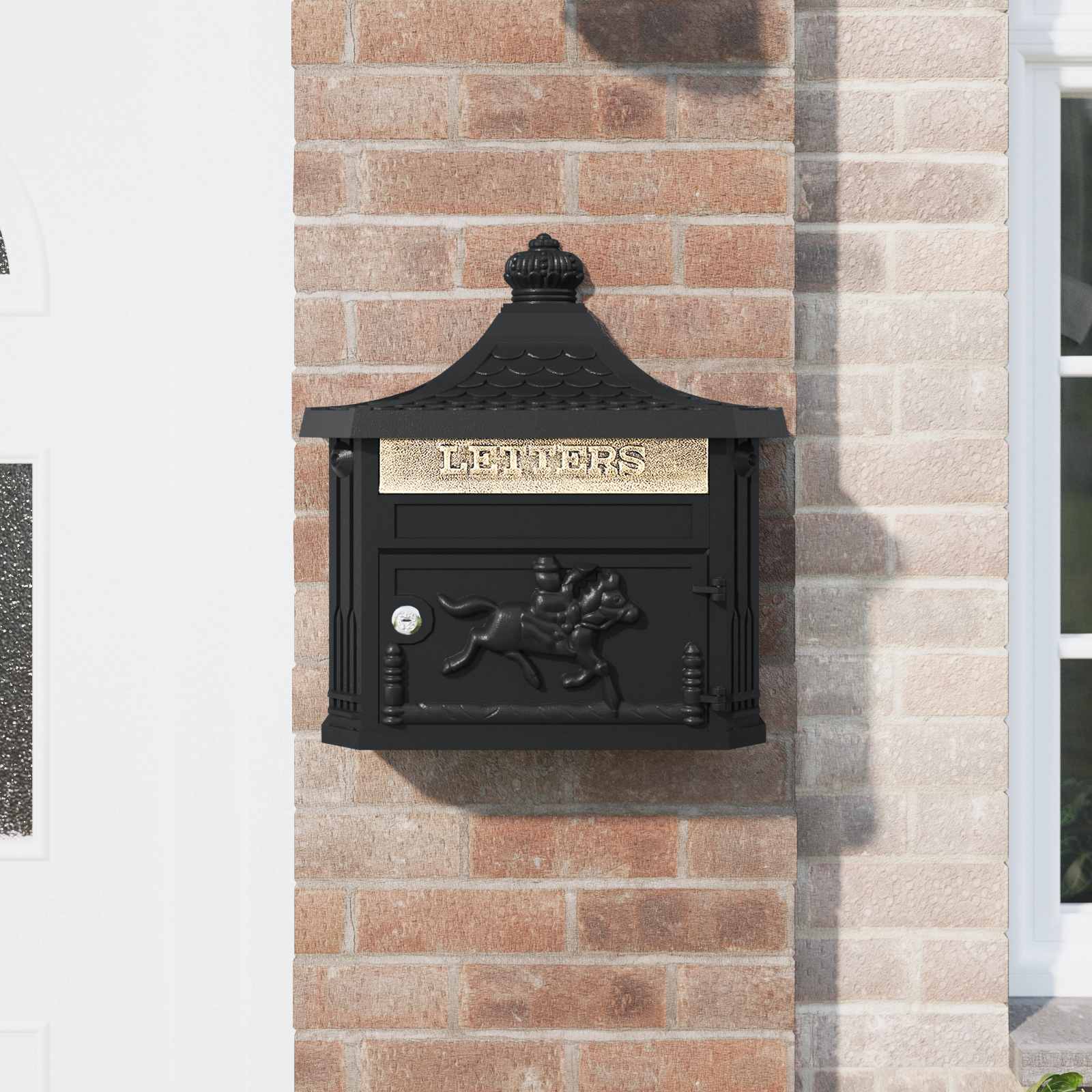 Cassetta Postale da Muro con porta Nero 40,5 x 16 x 45 cm