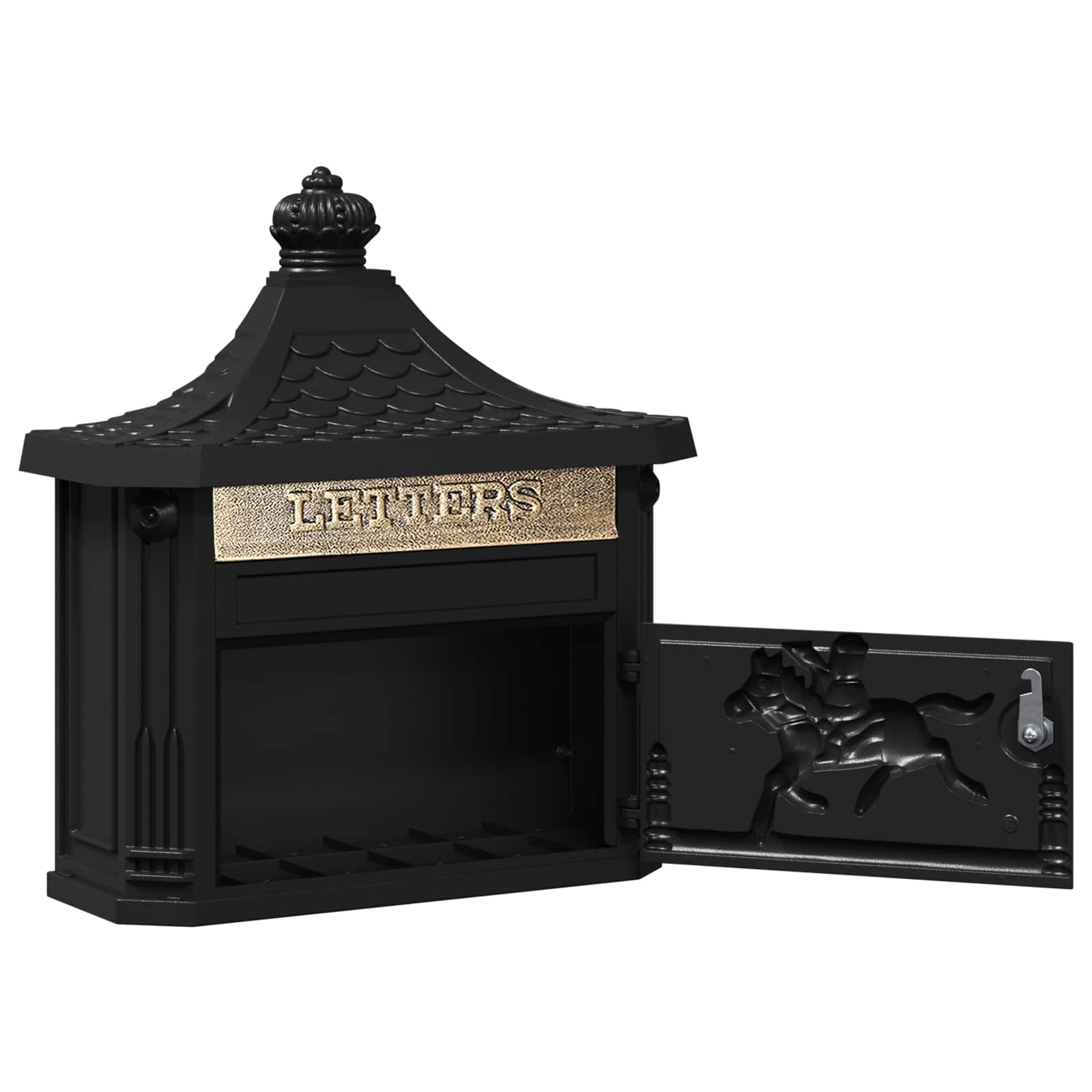 Cassetta Postale da Muro con porta Nero 40,5 x 16 x 45 cm