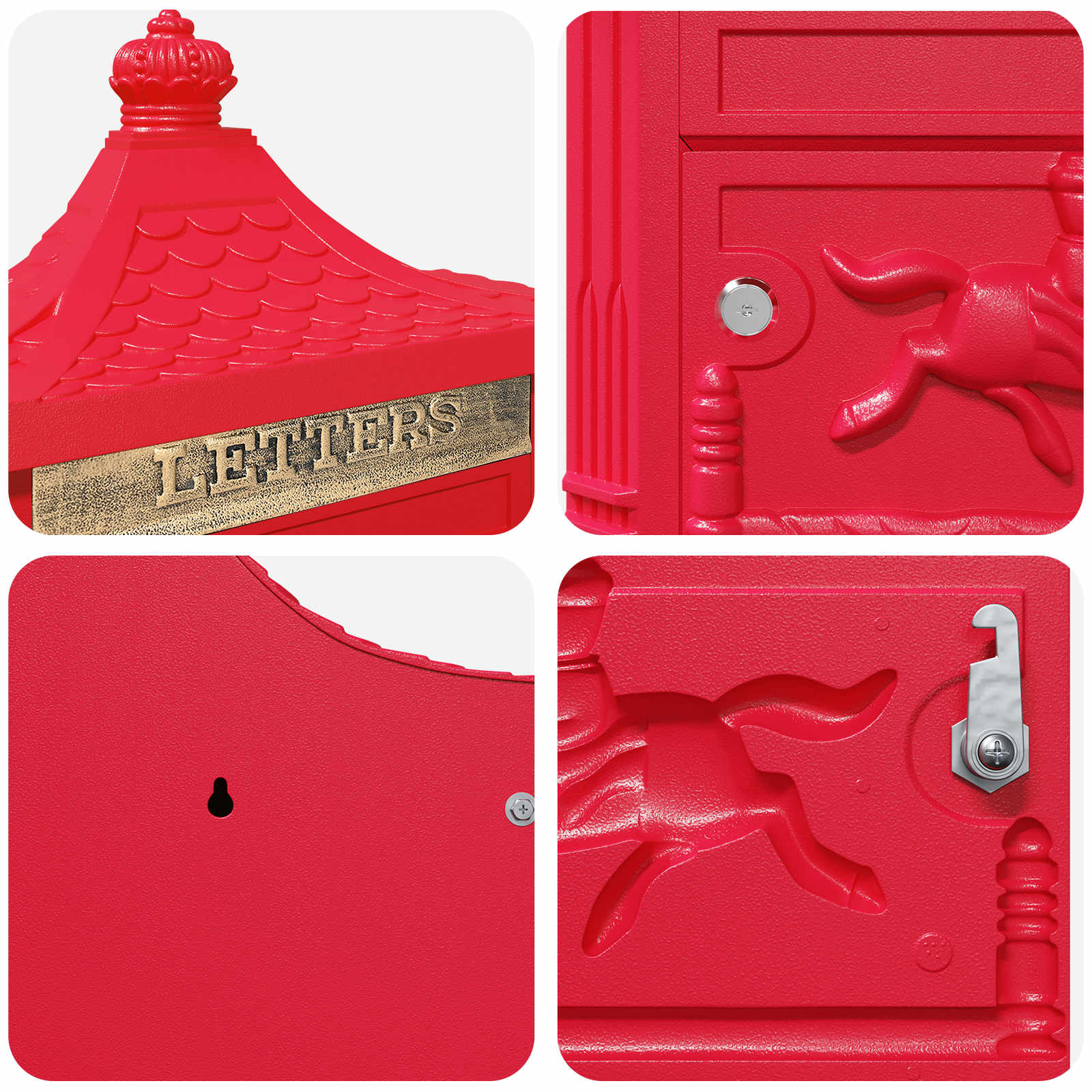 Cassetta Postale da Muro con porta Rosso 40,5 x 16 x 45 cm