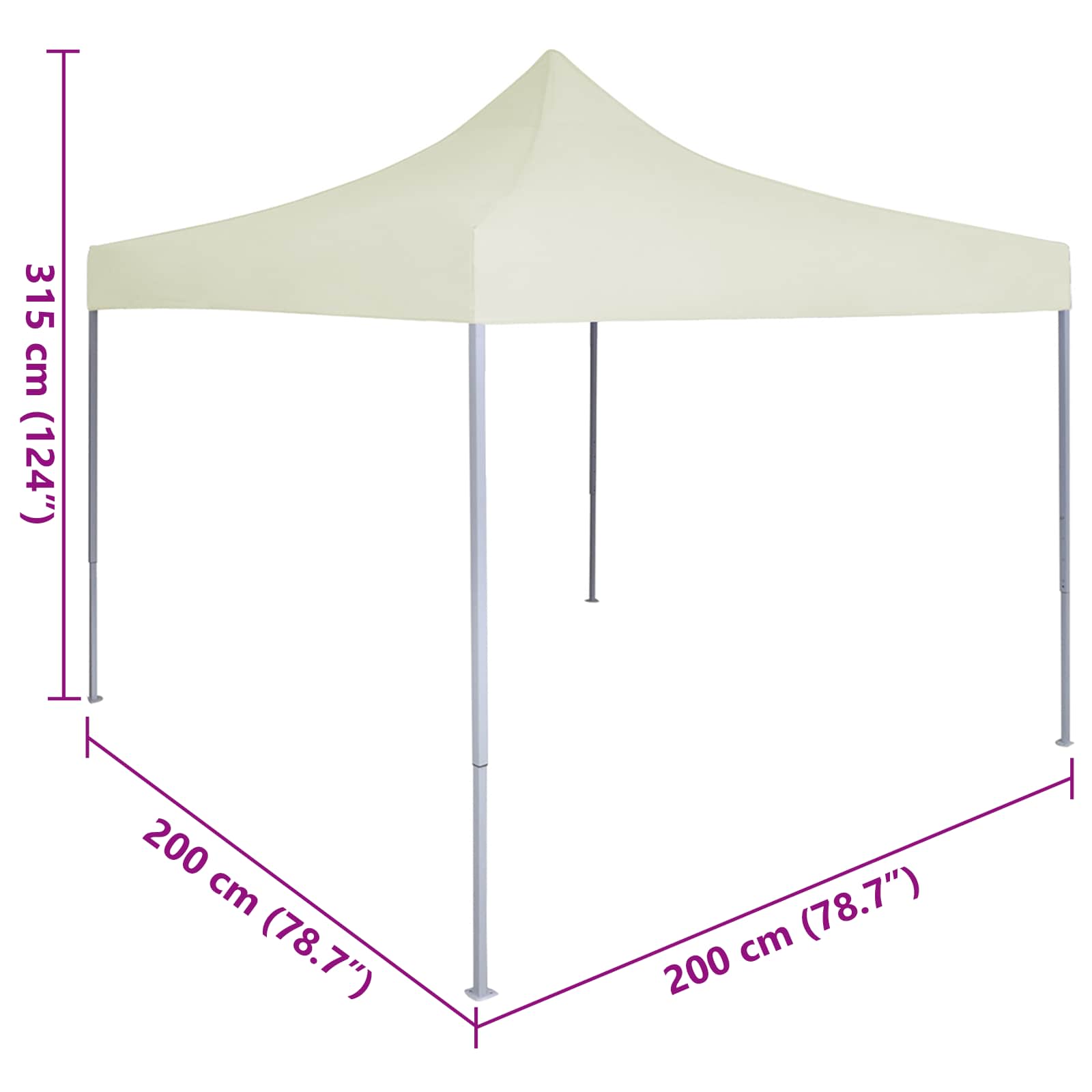 Tenda Party 200 x 200 x 315 cm Crema Tessuto Oxford