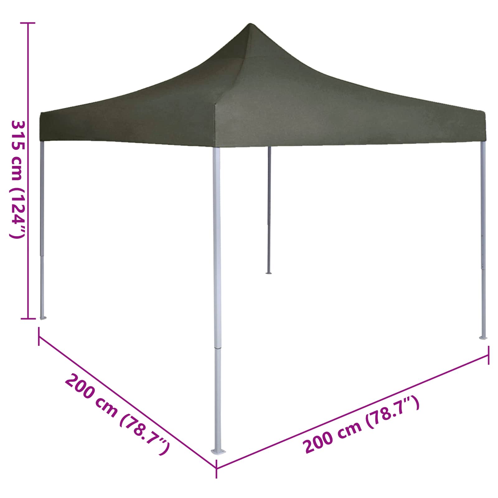Tenda Party 200 x 200 x 315 cm Antracite Tessuto Oxford