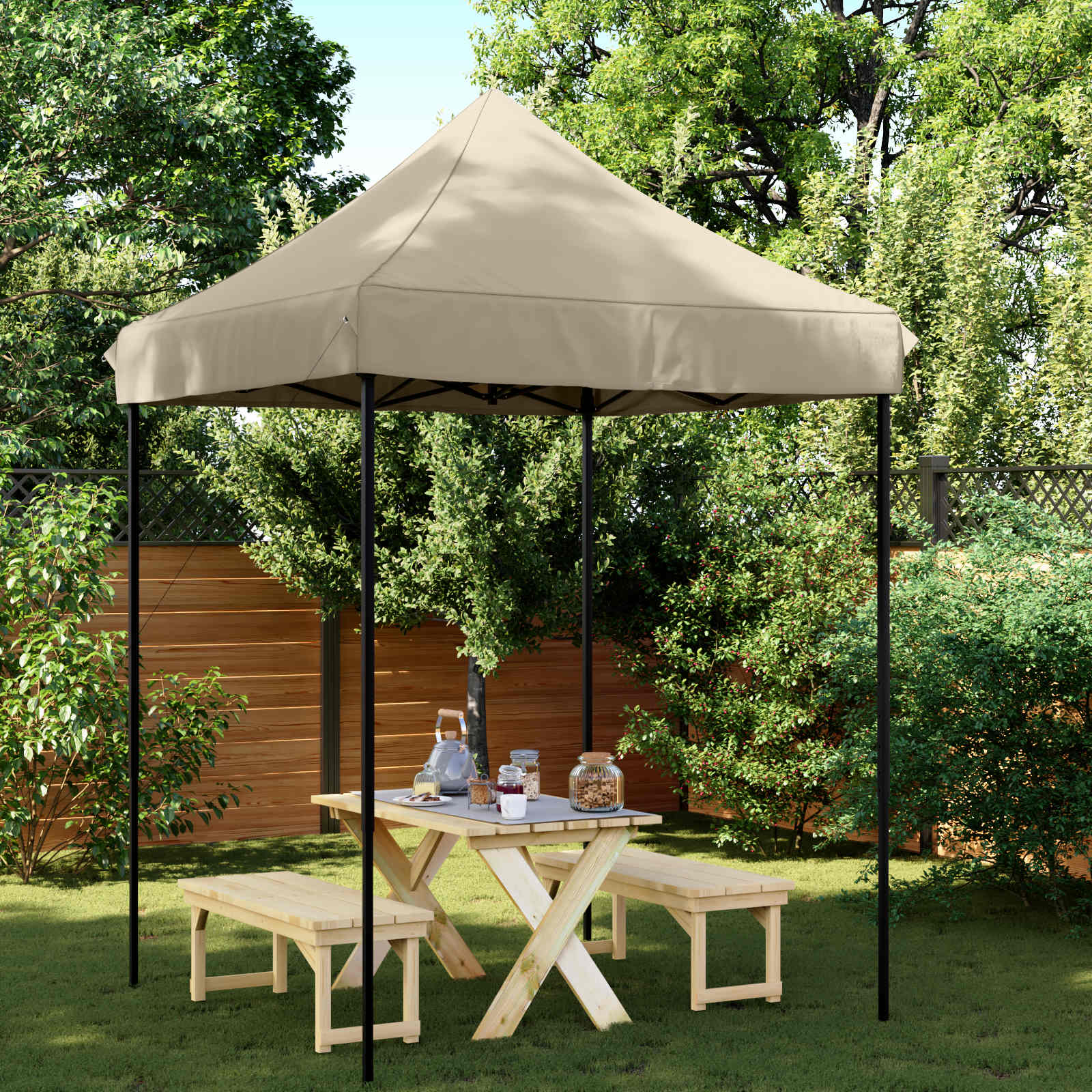 Tenda Party 200 x 200 x 306 cm Tortora Tessuto Oxford