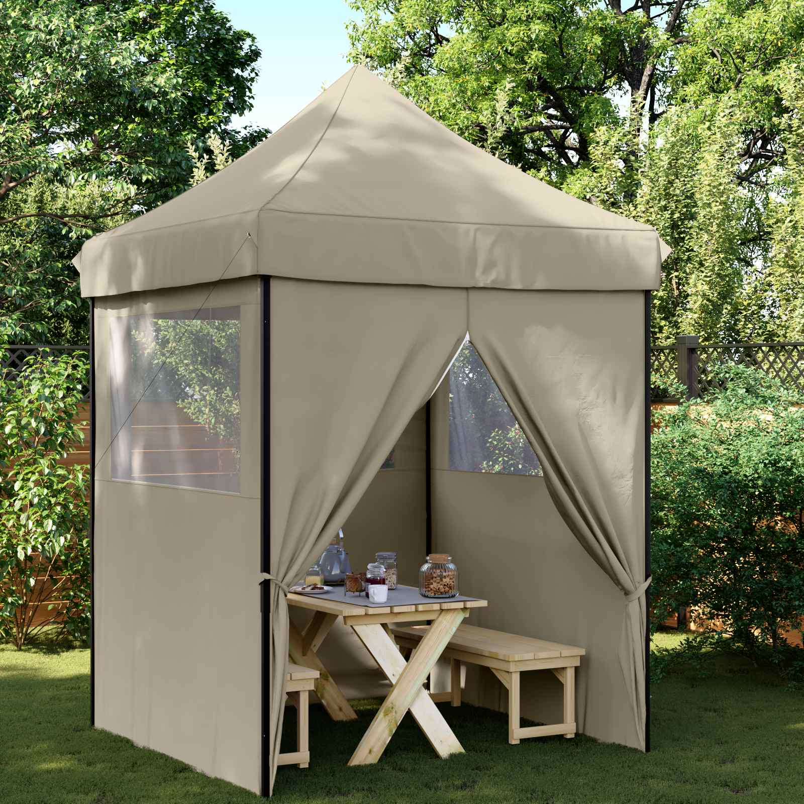 Tenda Party 200 x 200 x 306 cm Tortora Tessuto Oxford