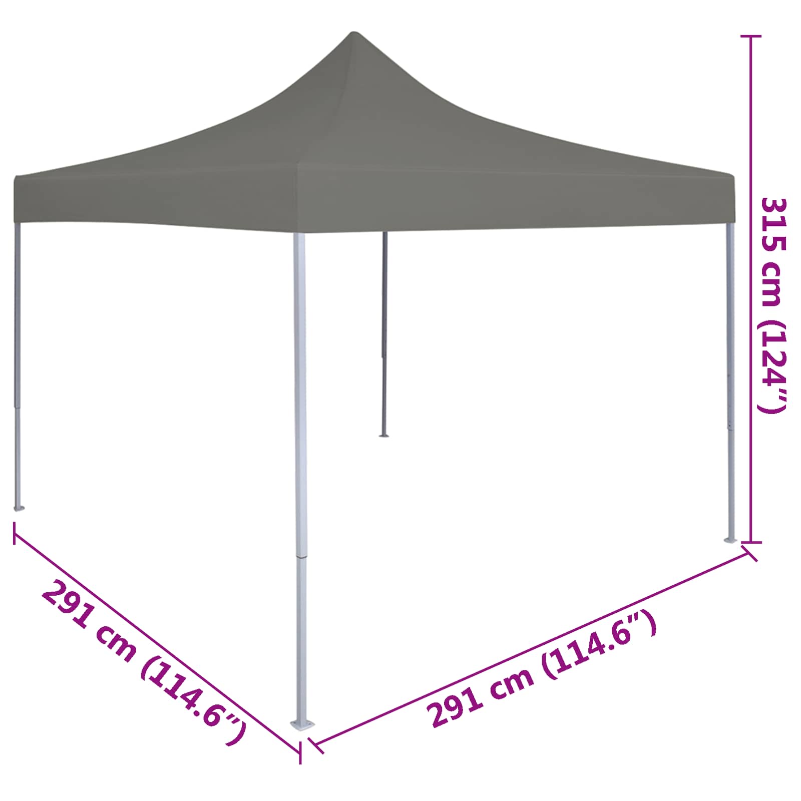 Tenda Party 291 x 291 x 315 cm Antracite Tessuto Oxford