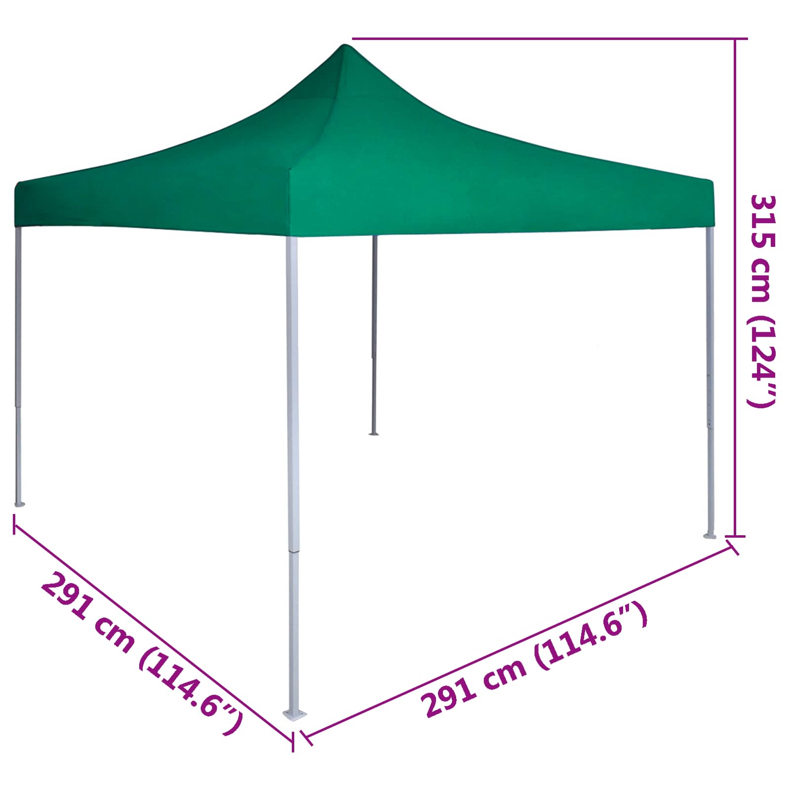 Tenda Party 291 x 291 x 315 cm Verde Tessuto Oxford