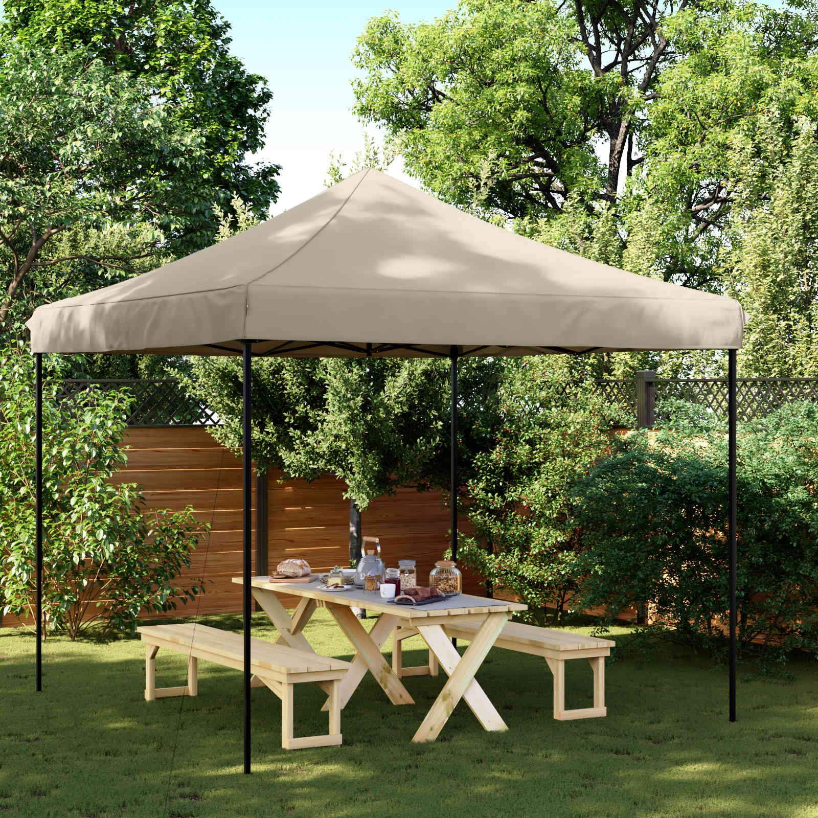 Tenda Party 292 x 292 x 315 cm Tortora Tessuto Oxford
