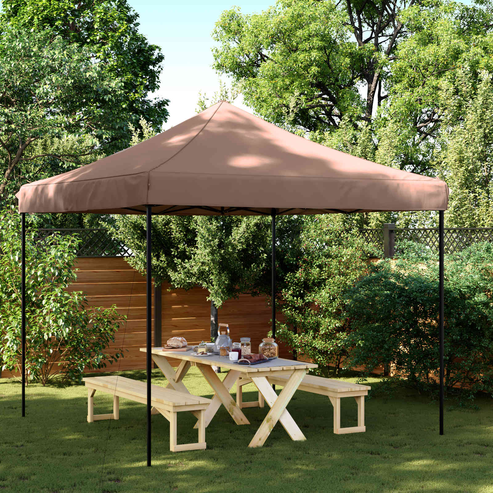 Tenda Party 292 x 292 x 315 cm Marrone Tessuto Oxford