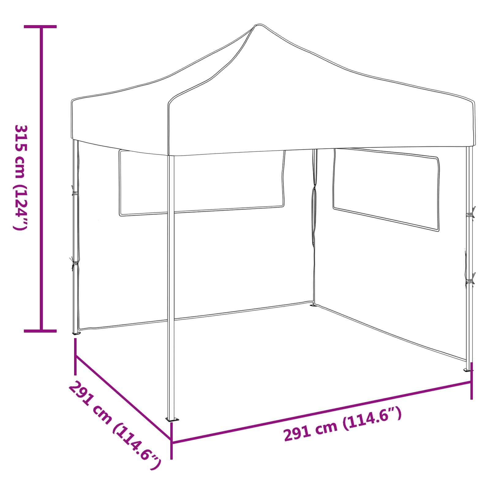 Tenda Party 291 x 291 x 315 cm Blu Tessuto Oxford