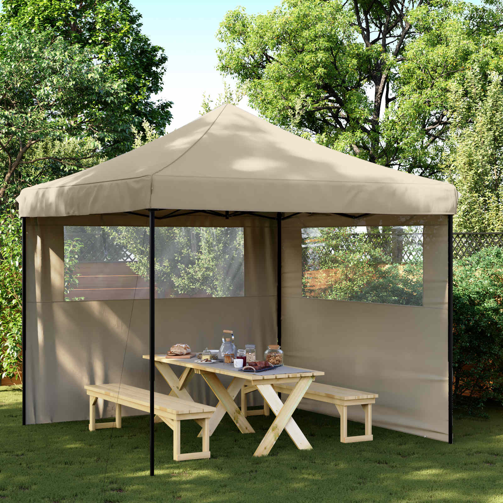 Tenda Party 292 x 292 x 315 cm Tortora Tessuto Oxford