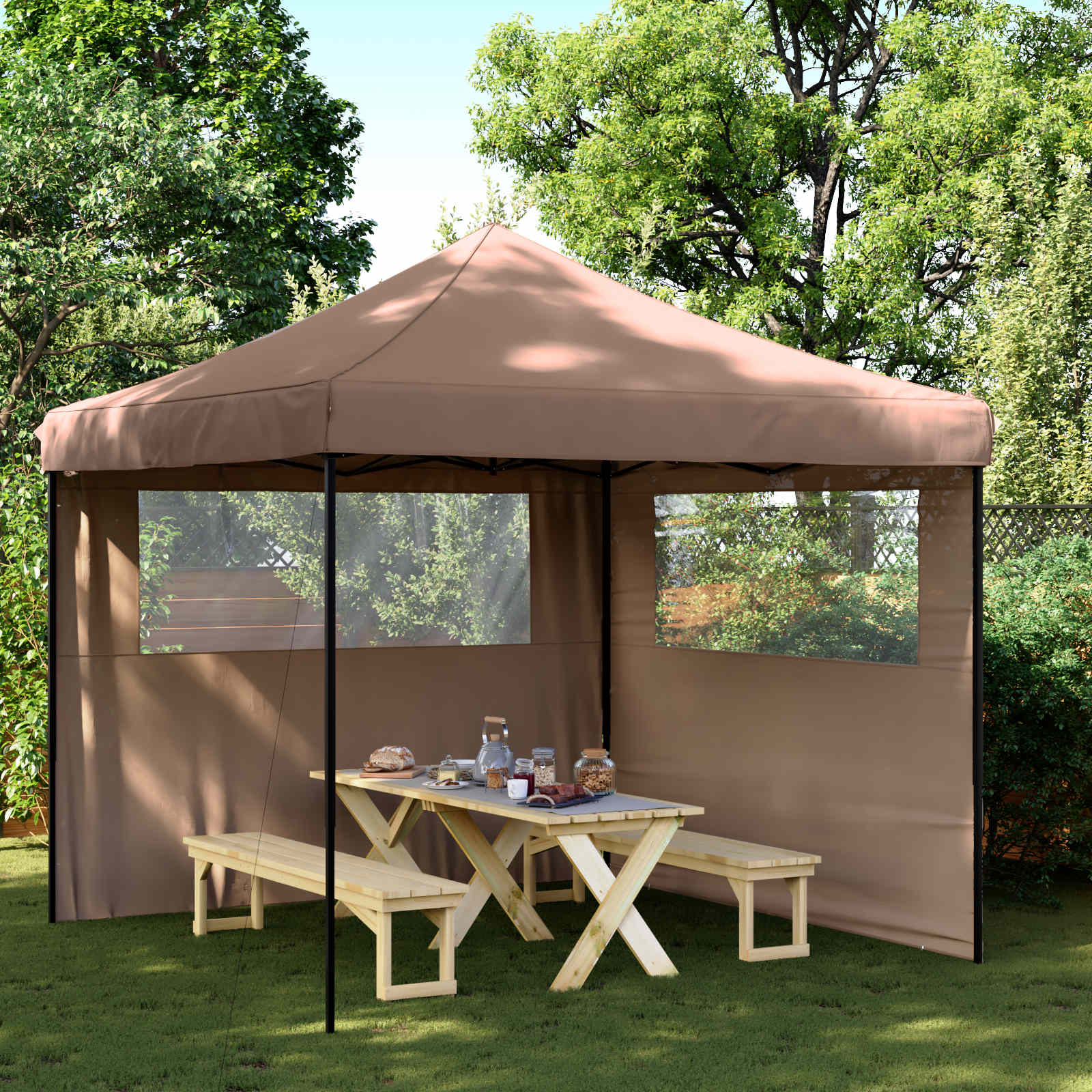 Tenda Party 292 x 292 x 315 cm Marrone Tessuto Oxford
