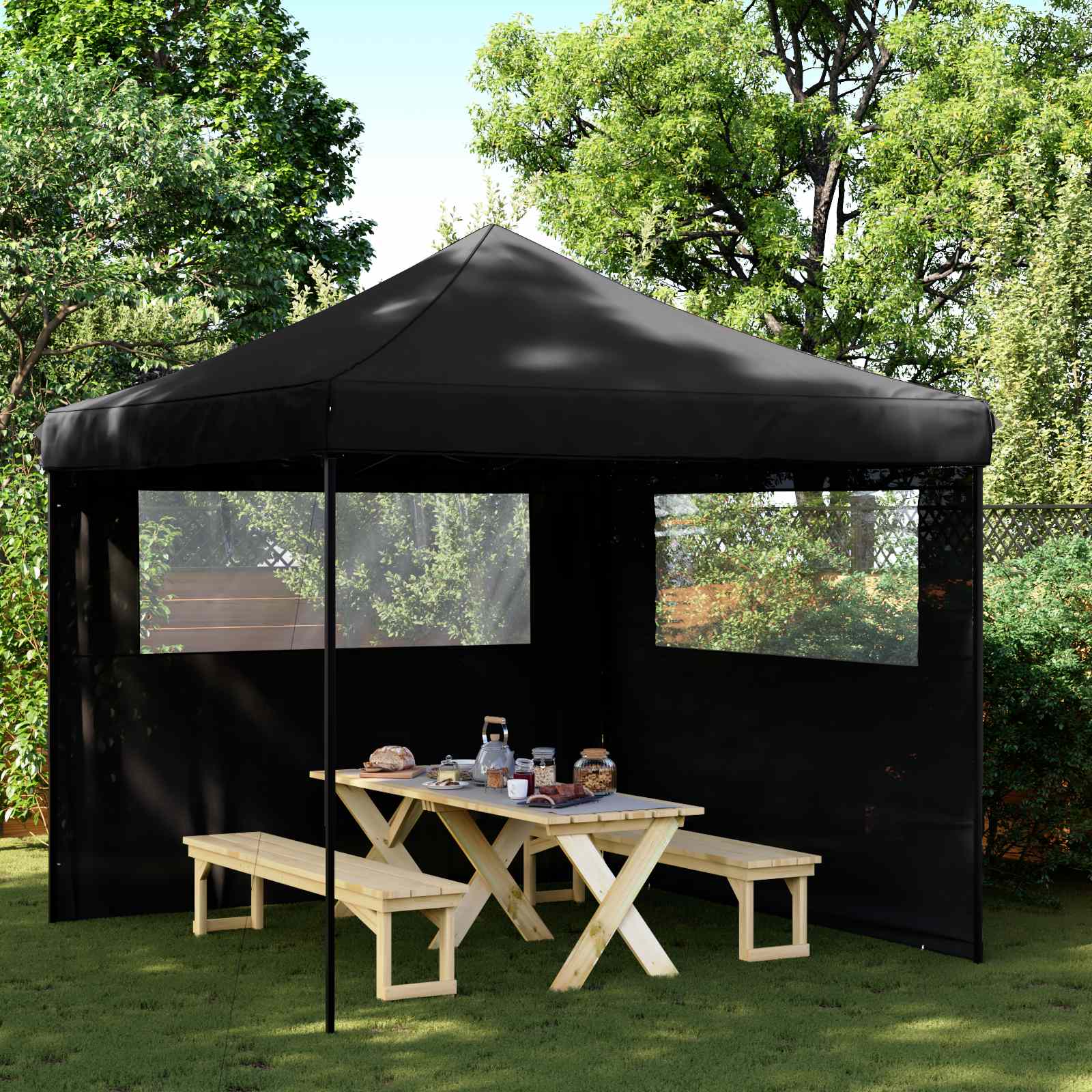 Tenda Party Nero 292 x 292 x 315 cm Tessuto Oxford