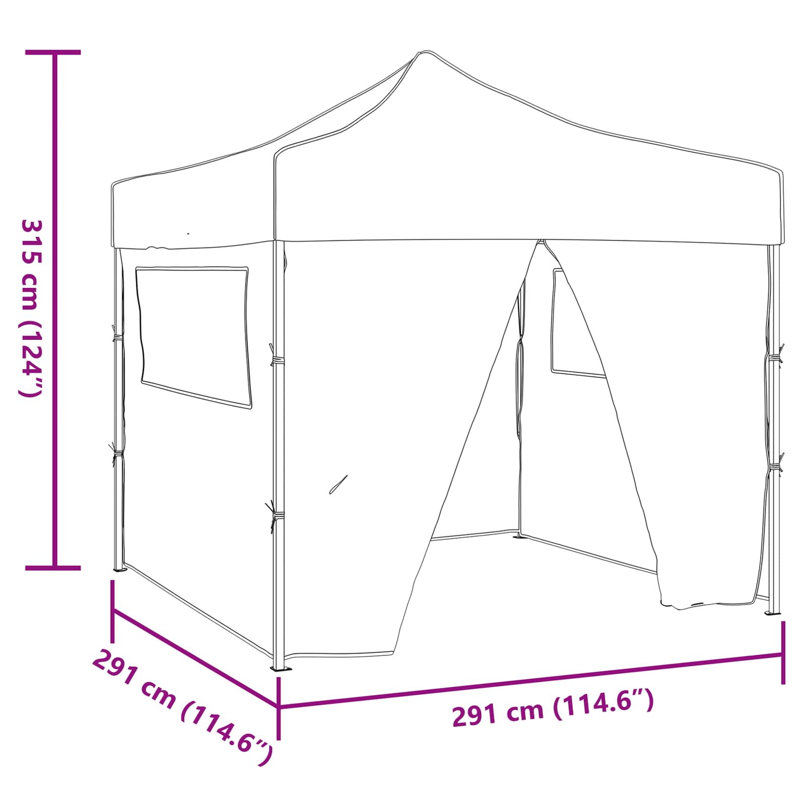 Tenda Party 291 x 291 x 315 cm Blu Tessuto Oxford