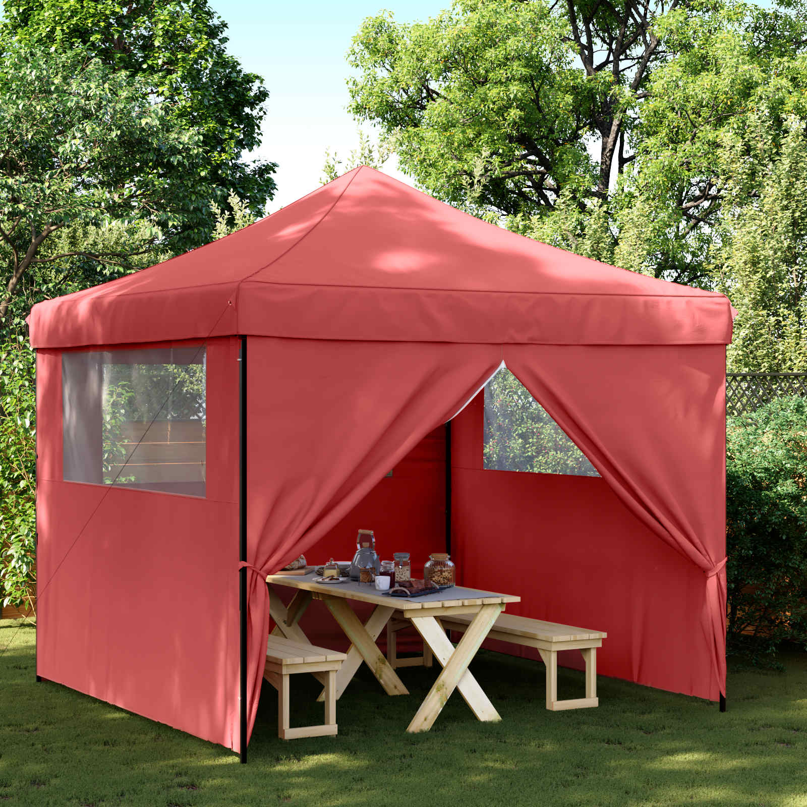 Tenda Party 292 x 292 x 315 cm Borgogna Tessuto Oxford