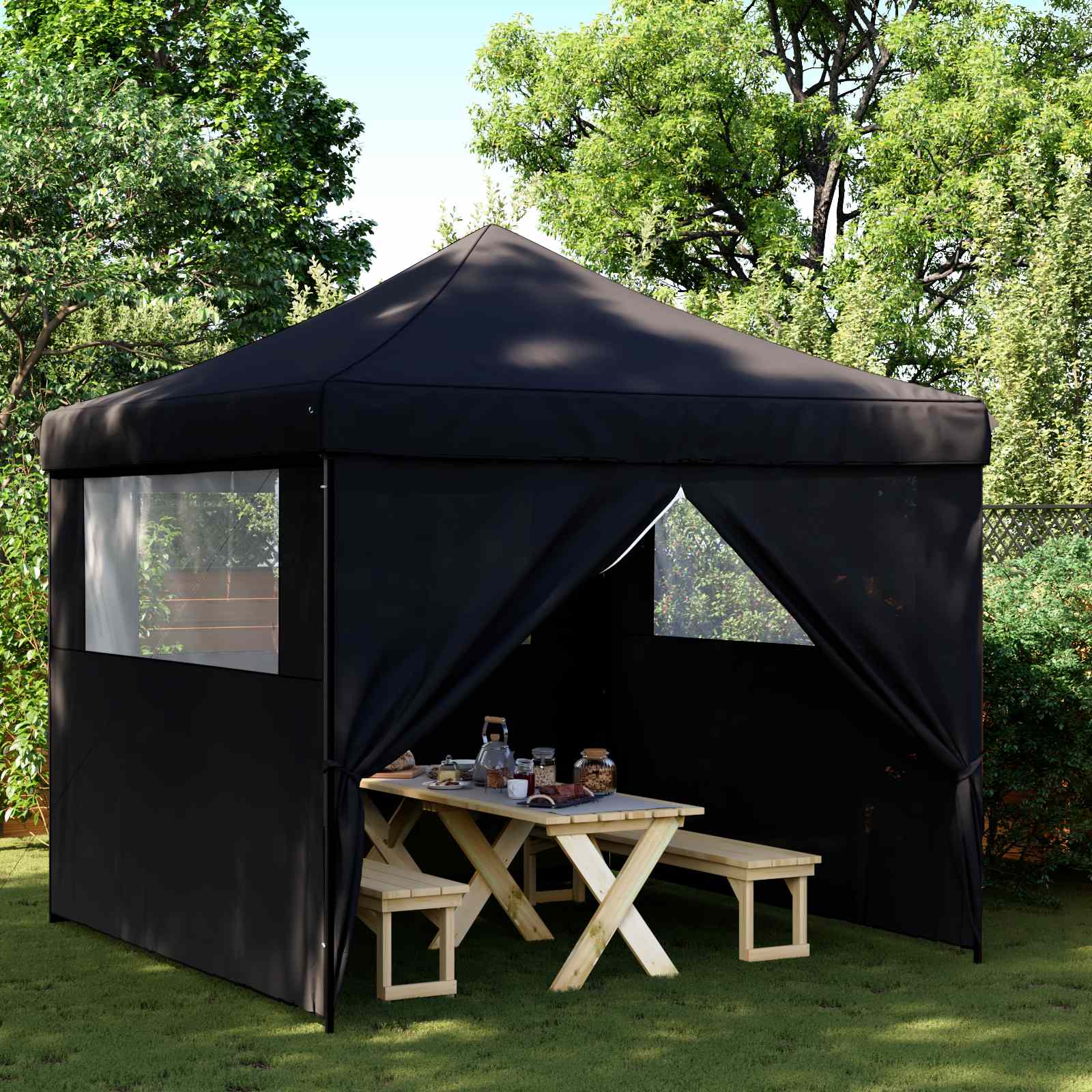 Tenda Party 292 x 292 x 315 cm Nero Tessuto Oxford