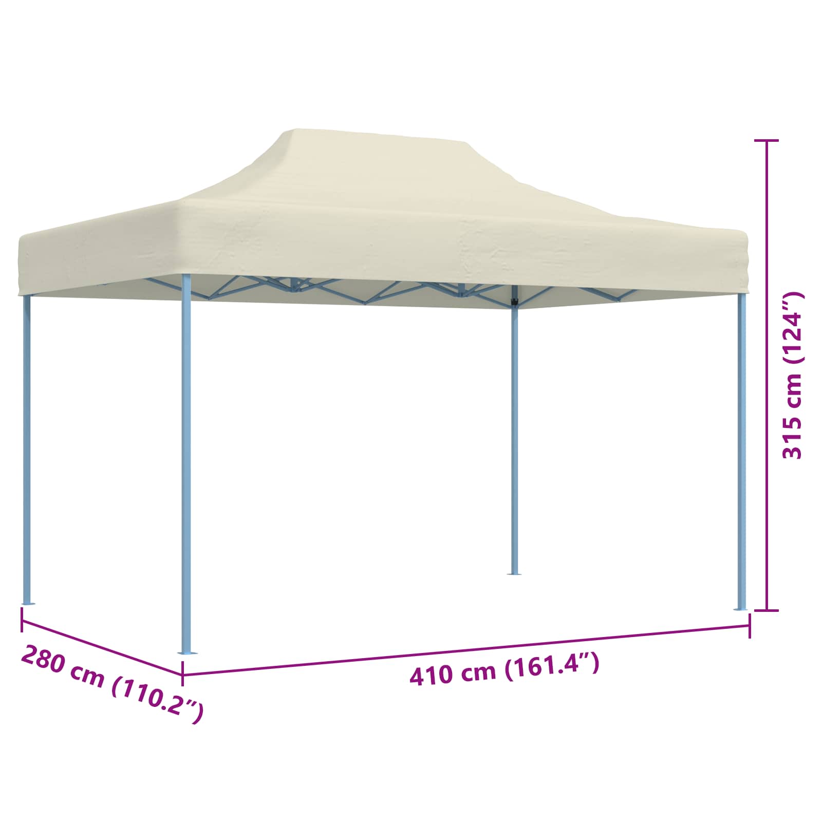Tenda Party 280 x 410 x 315 cm Crema Tessuto Oxford