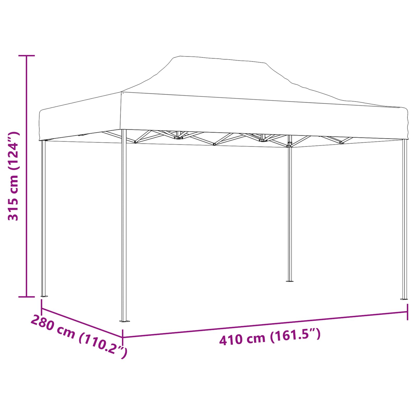 Tenda Party 280 x 410 x 315 cm Blu Tessuto Oxford