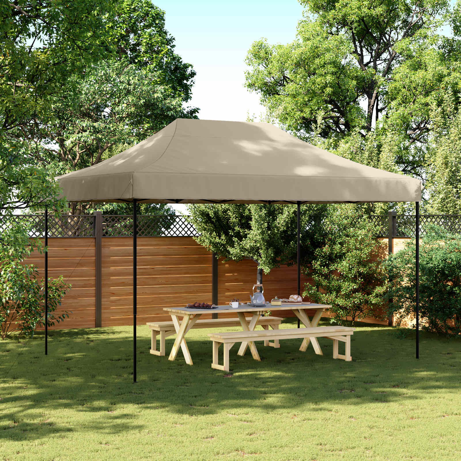 Tenda Party 279 x 410 x 315 cm Tortora Tessuto Oxford