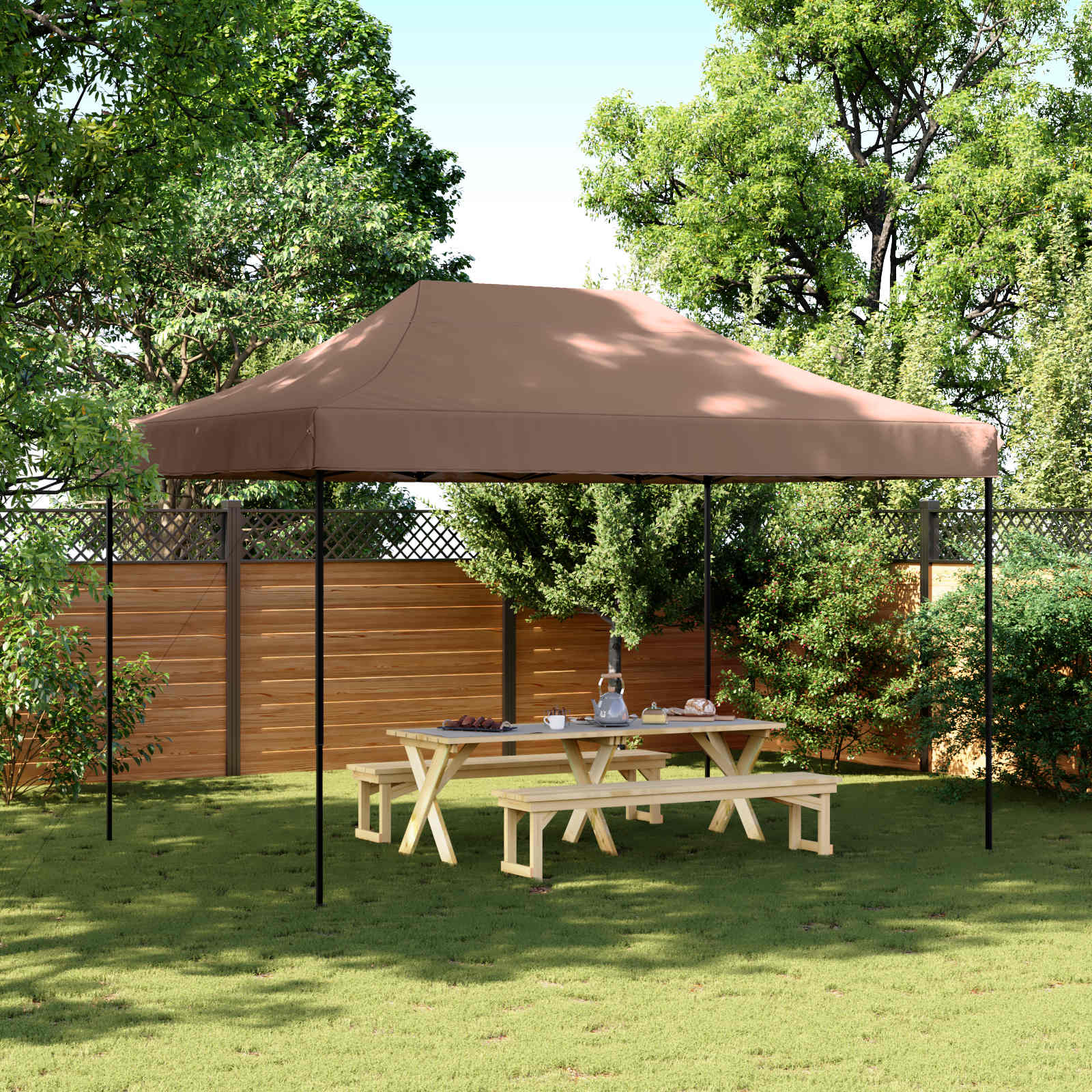 Tenda Party 279 x 410 x 315 cm Marrone Tessuto Oxford