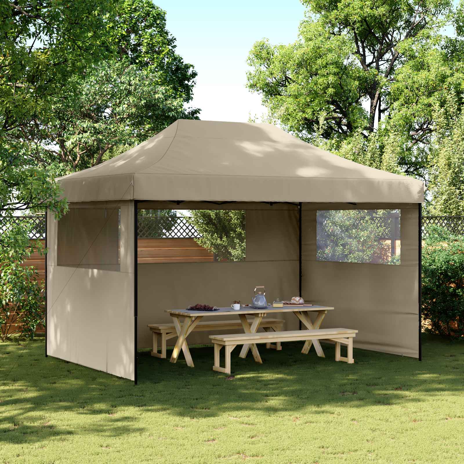Tenda Party 279 x 410 x 315 cm Tortora Tessuto Oxford