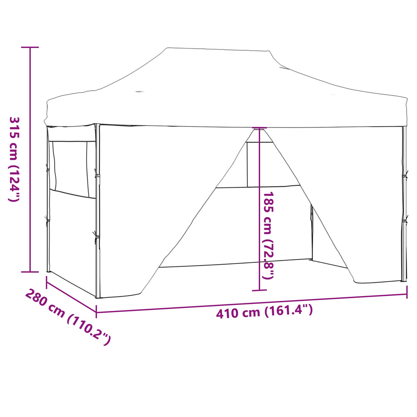 Tenda Party 280 x 410 x 315 cm Antracite Tessuto Oxford
