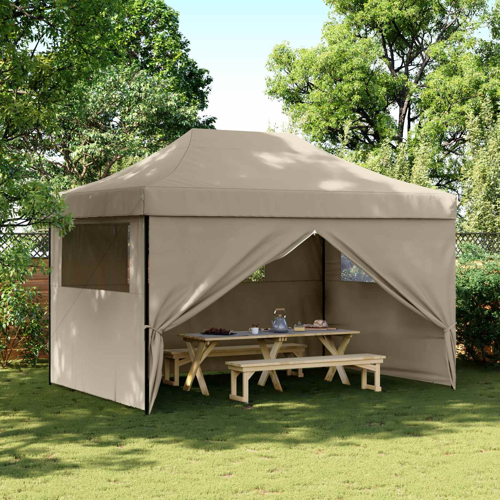 Tenda Party 279 x 410 x 315 cm Tortora Tessuto Oxford