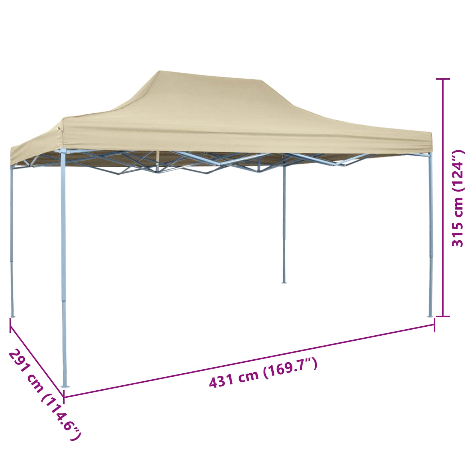 Tenda Party 291 x 431 x 315 cm Crema Tessuto Oxford