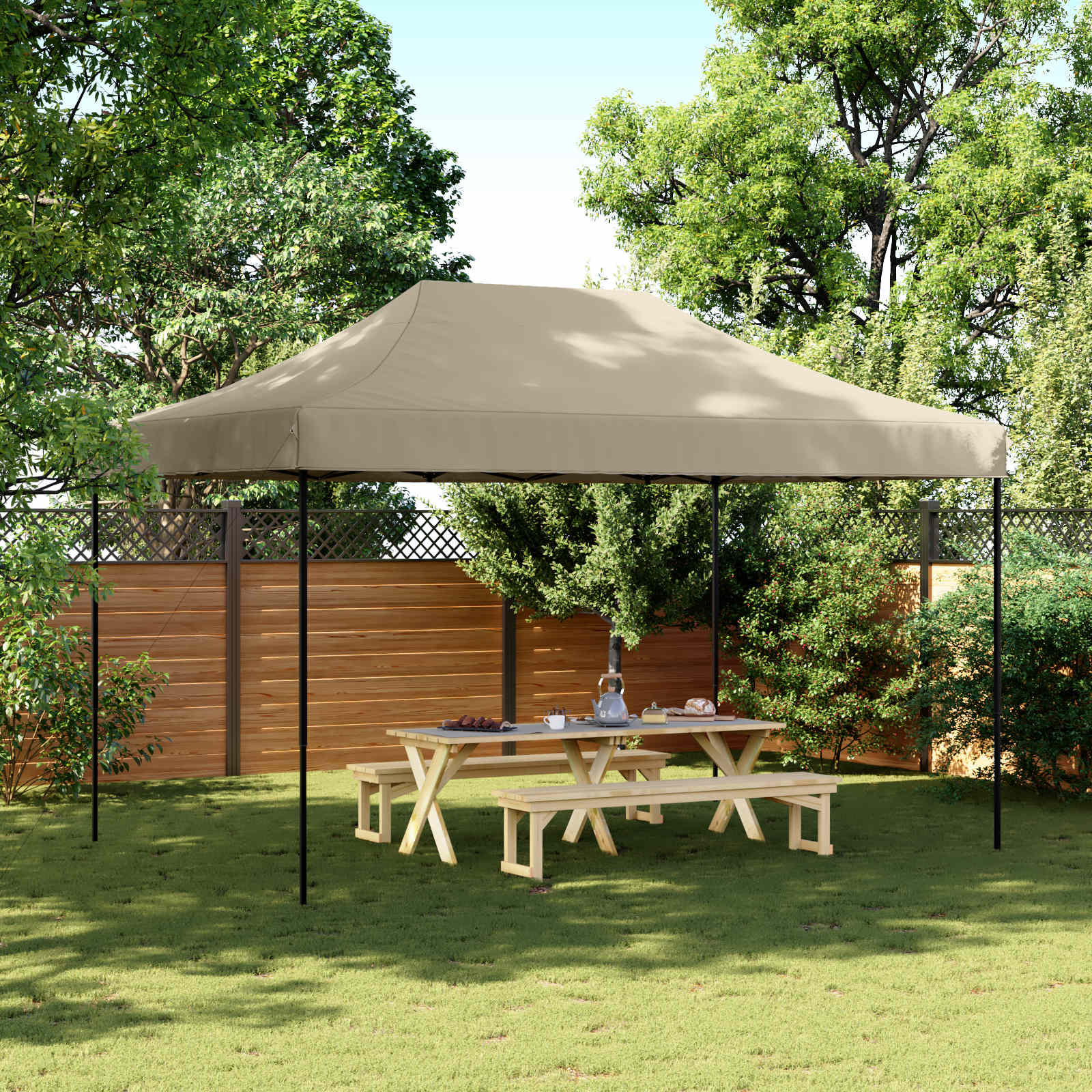 Tenda Party 292 x 440 x 315 cm Tortora Tessuto Oxford