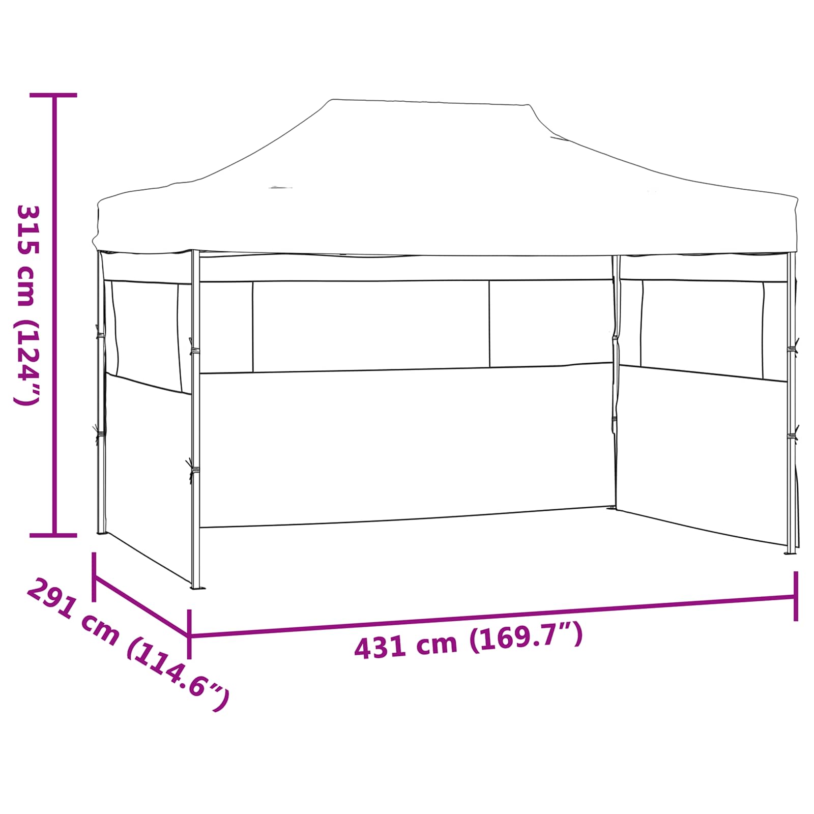 Tenda Party 291 x 431 x 315 cm Crema Tessuto Oxford