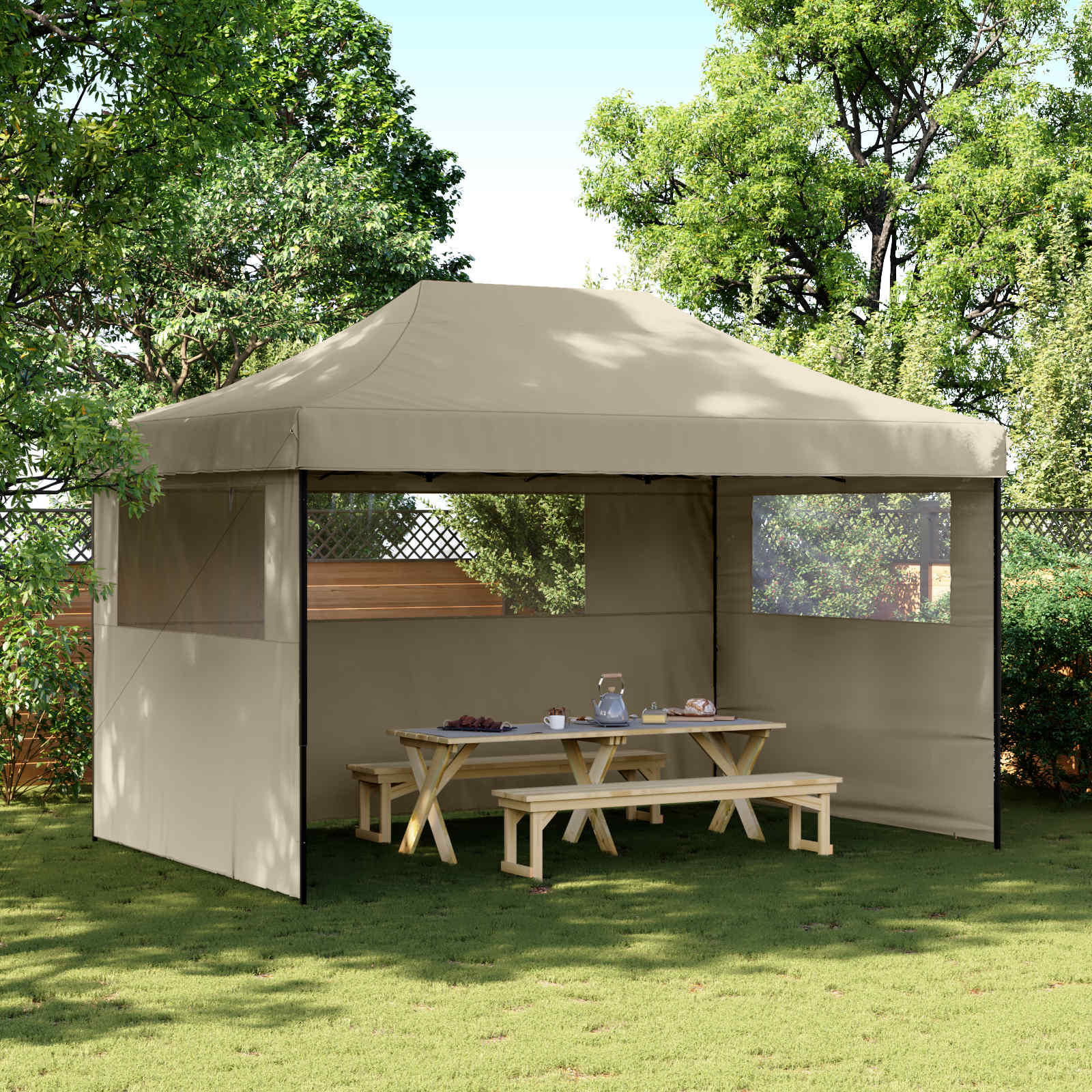Tenda Party 292 x 440 x 315 cm Tortora Tessuto Oxford