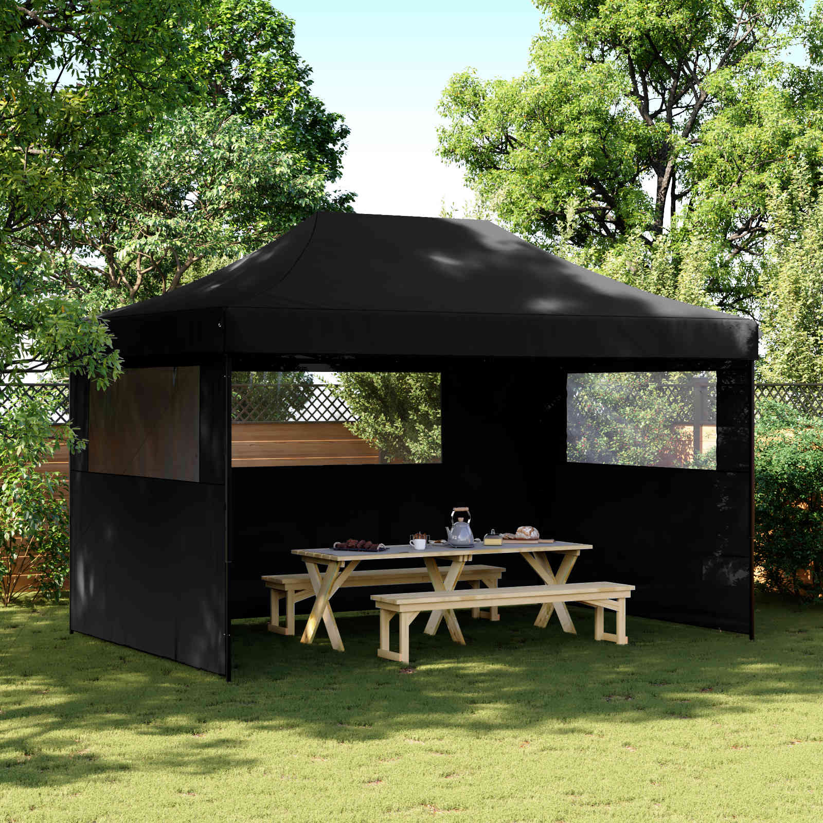 Tenda Party 292 x 440 x 315 cm Nero Tessuto Oxford