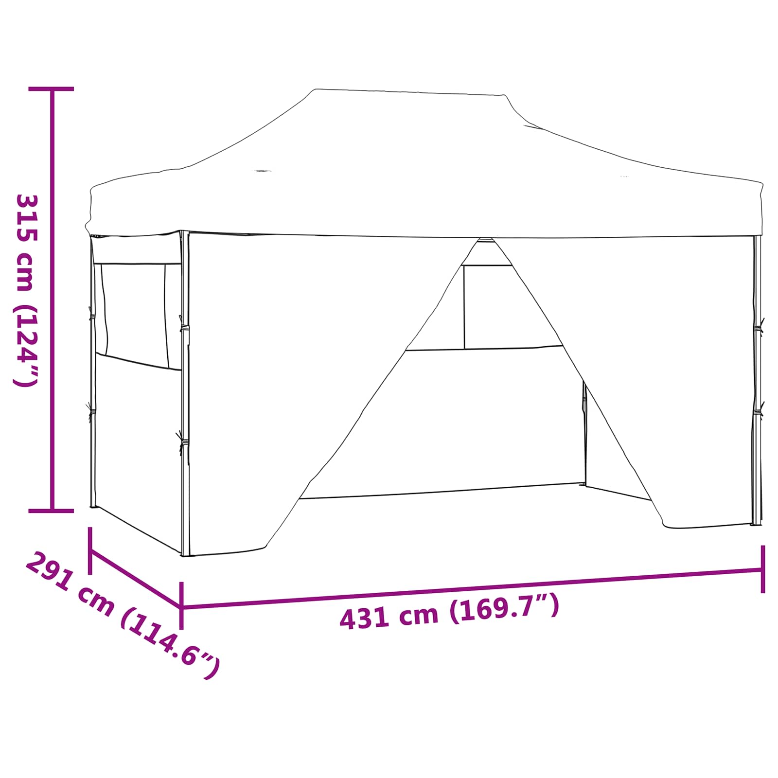 Tenda Party 291 x 431 x 315 cm Crema Tessuto Oxford