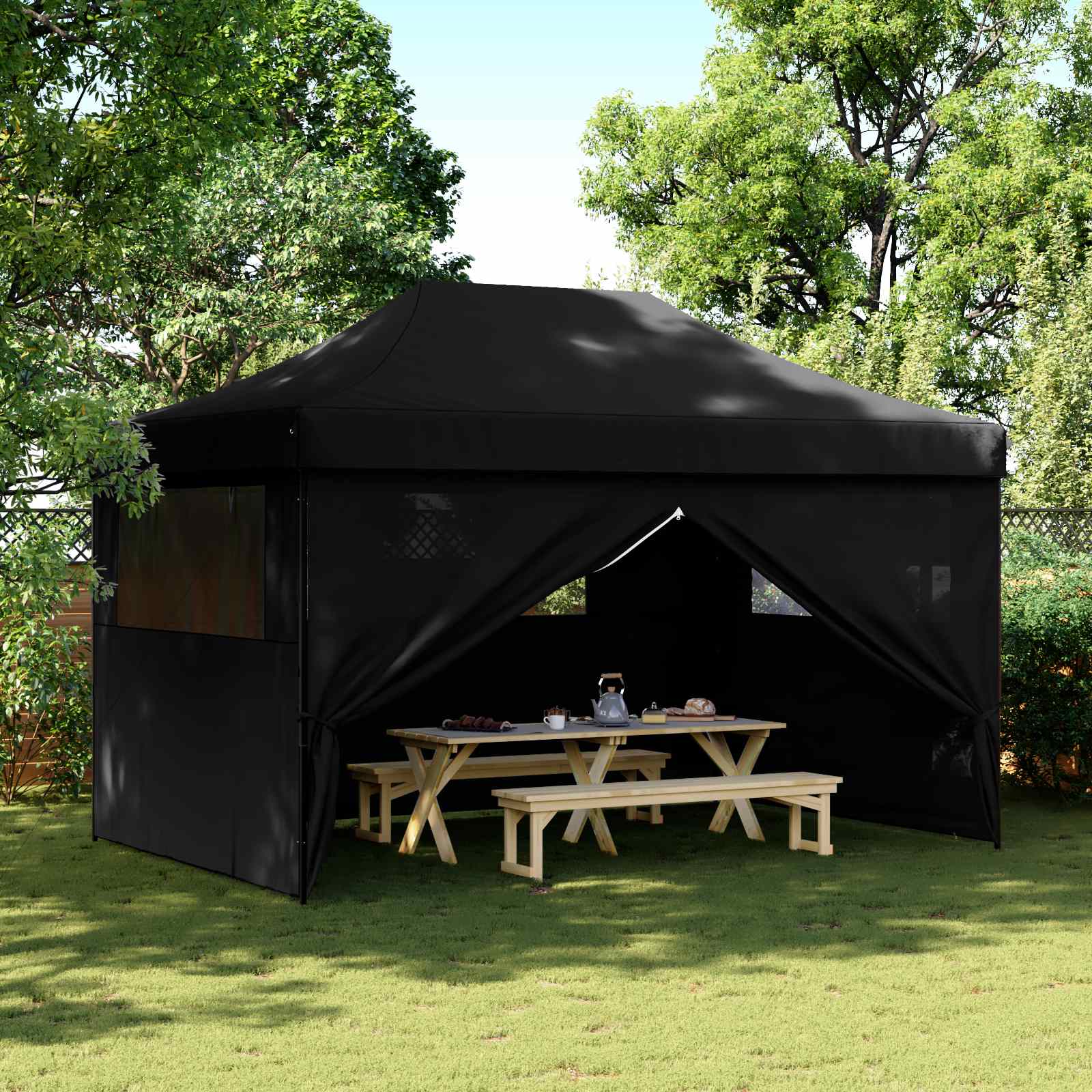 Tenda Party 292 x 440 x 315 cm Nero Tessuto Oxford