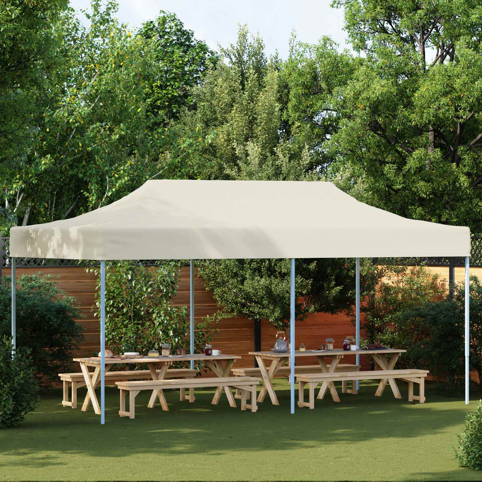 Tenda Party 291 x 580 x 315 cm Crema Tessuto Oxford