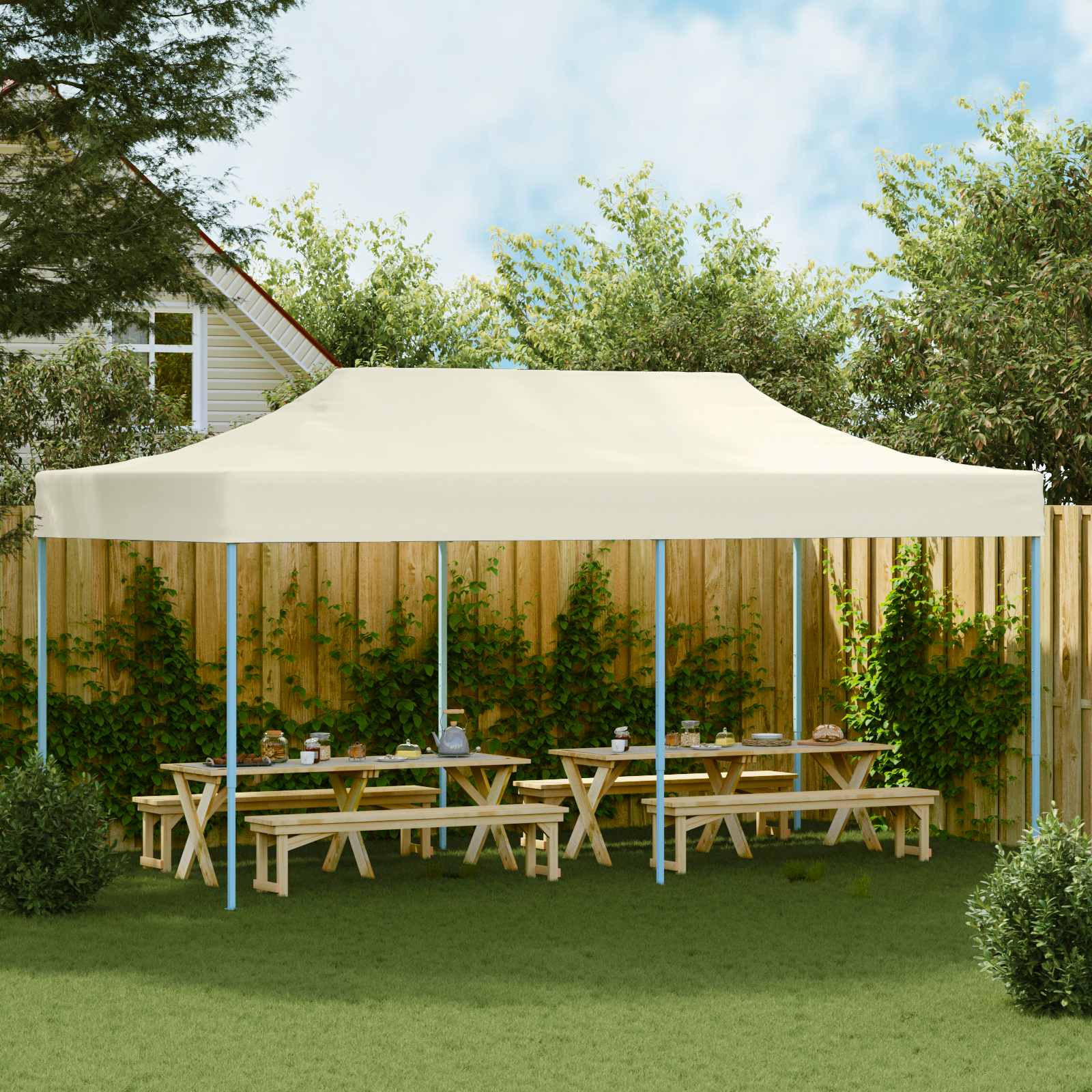 Tenda Party 291 x 580 x 315 cm Crema Tessuto Oxford