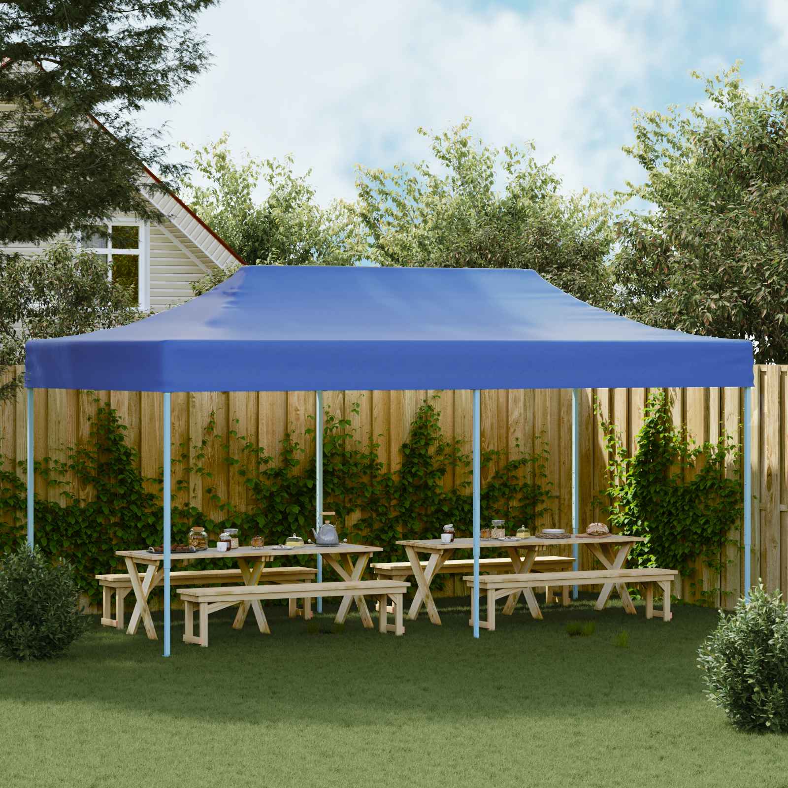 Tenda Party 291 x 580 x 315 cm Blu Tessuto Oxford