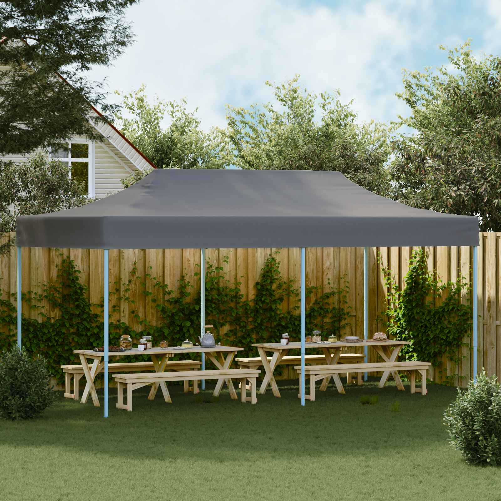 Tenda Party 291 x 580 x 315 cm Antracite Tessuto Oxford