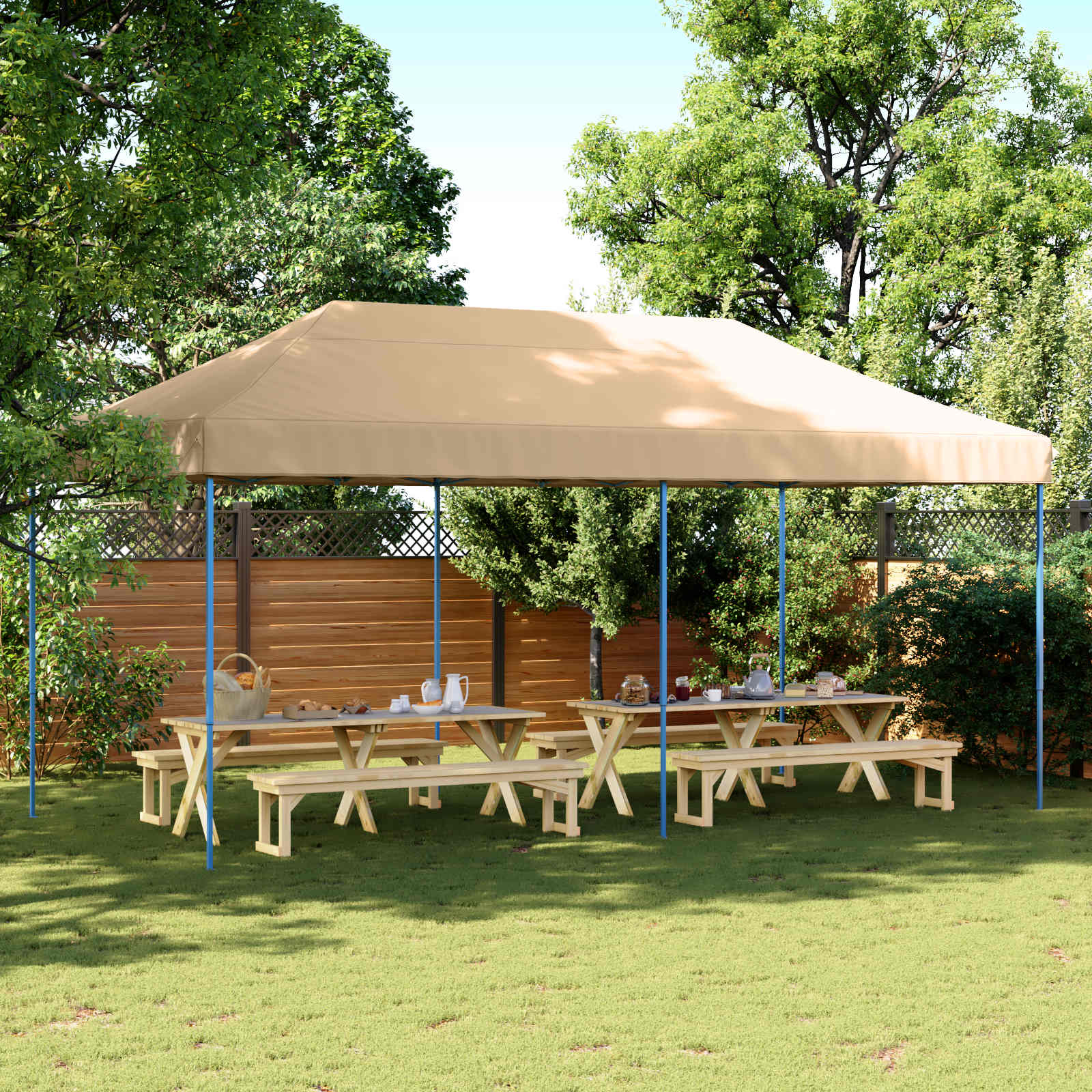 Tenda Party 292 x 580 x 315 cm Beige Tessuto Oxford