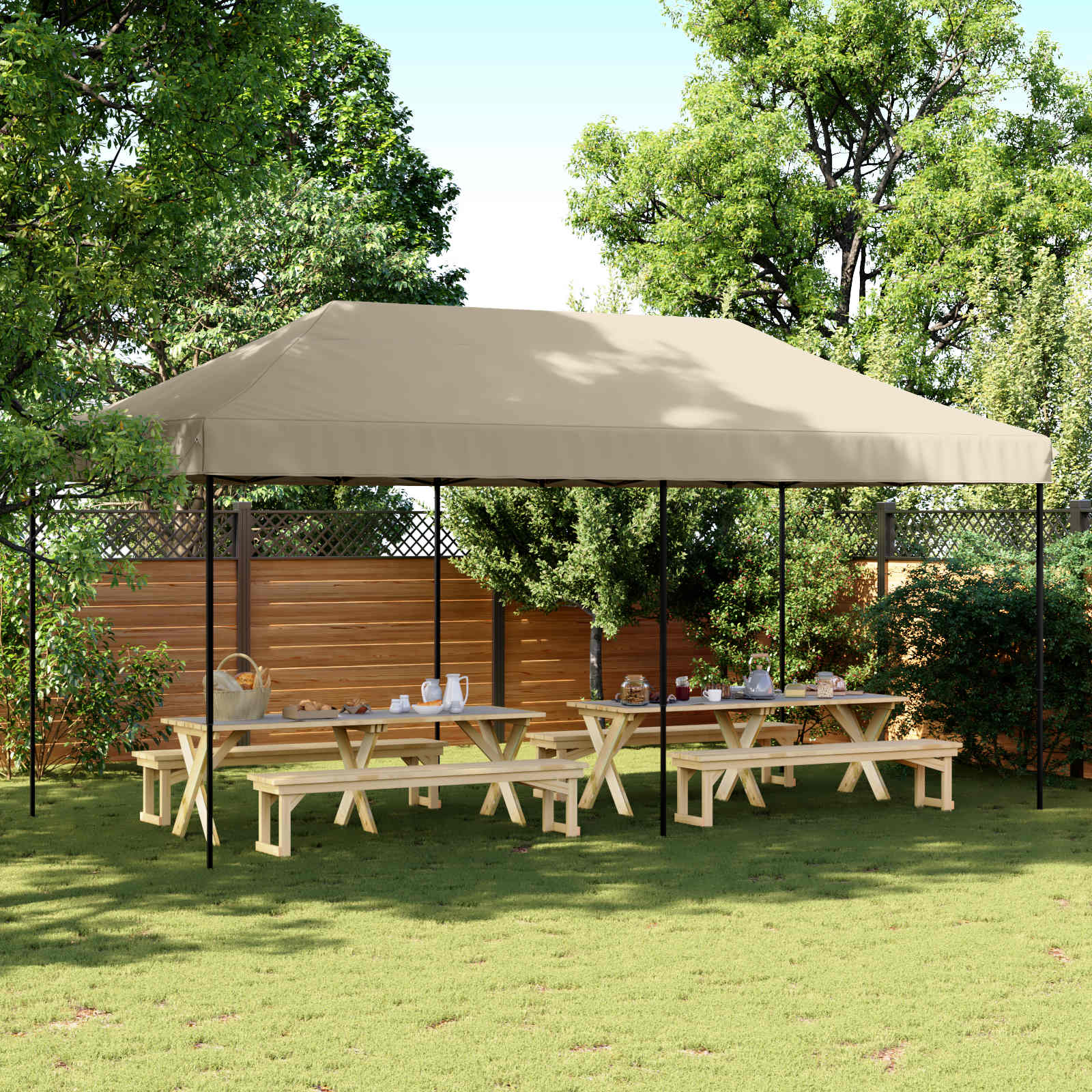 Tenda Party 292 x 580 x 315 cm Tortora Tessuto Oxford