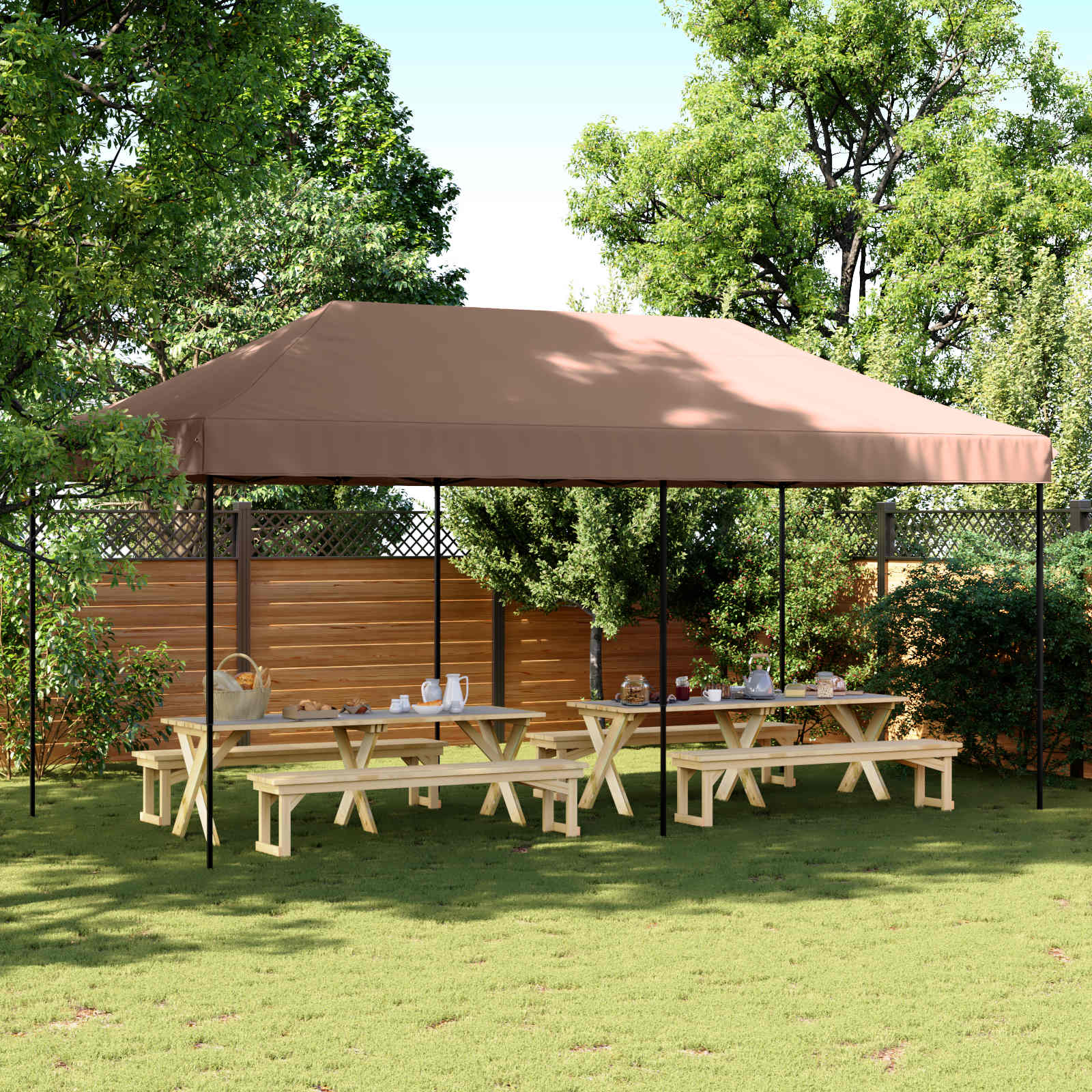 Tenda Party 292 x 580 x 315 cm Marrone Tessuto Oxford