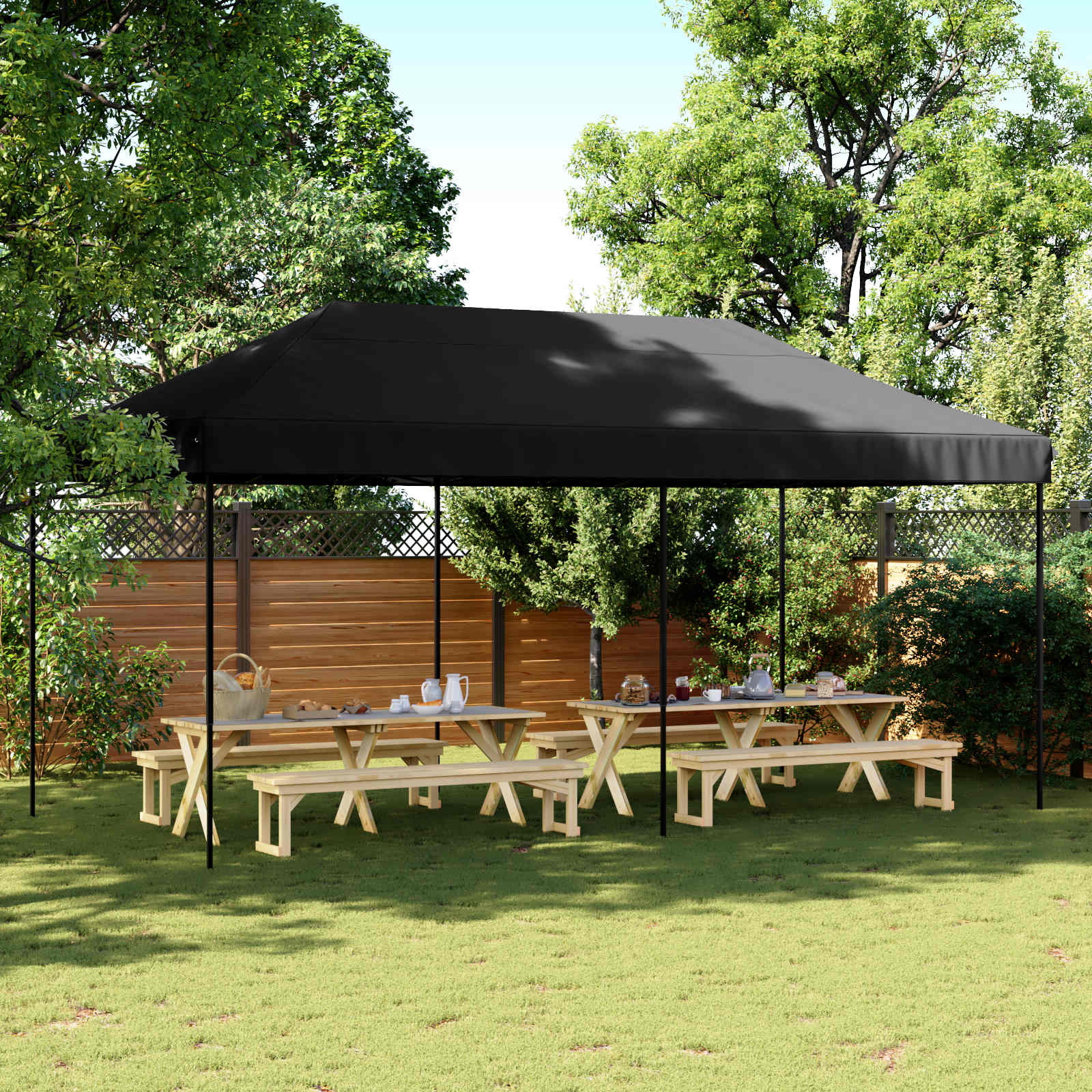 Tenda Party 292 x 580 x 315 cm Nero Tessuto Oxford